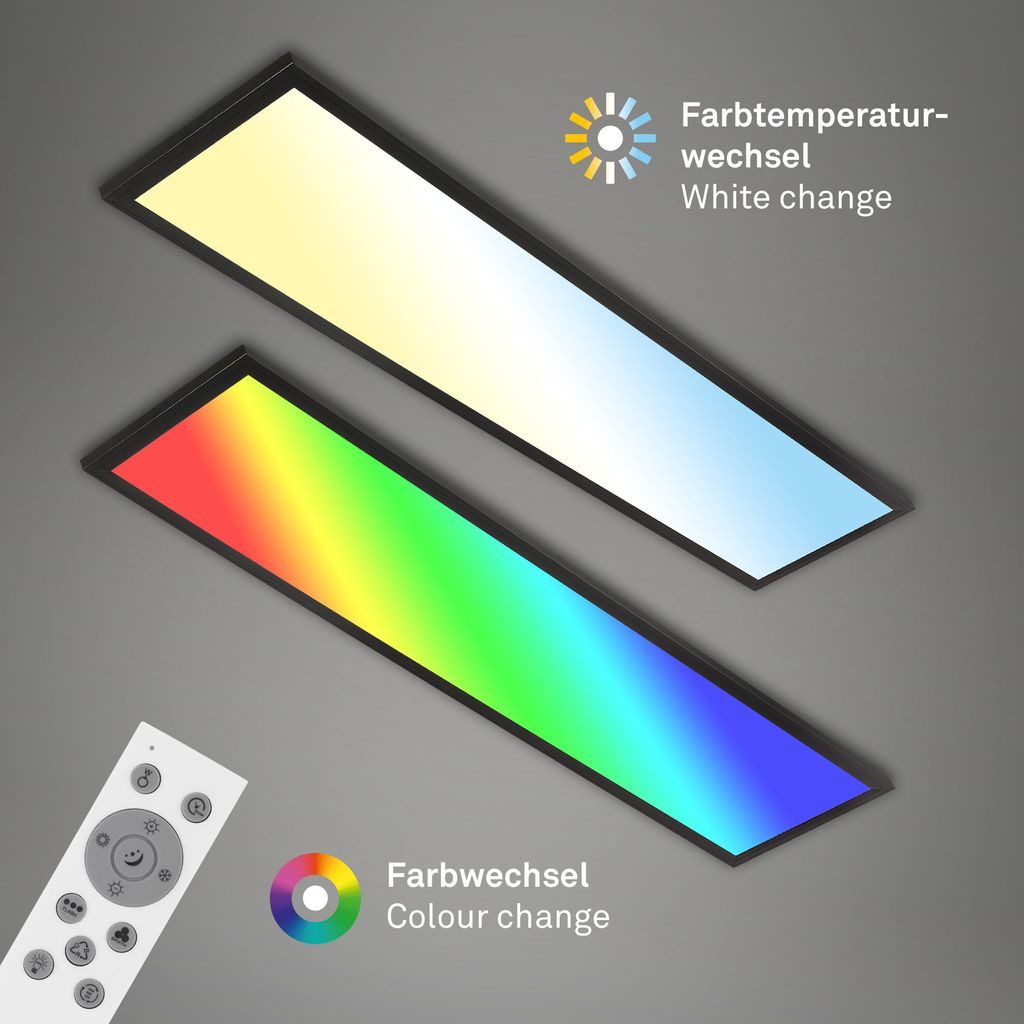 Briloner Leuchten LED Deckenleuchte 7054-015, Dimmfunktion, LED fest integriert, 2700K - Extra-Warmweiß, Deckenlampe, 100x25x6,6cm, Schwarz, 24W, Wohnzimmer, Schlafzimmer