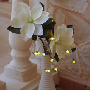 MARELIDA LED-Lichterkette LED Draht Lichterkette Ananas 20LED Batteriebetrieb 1,9m gelb/grün, 20-flammig