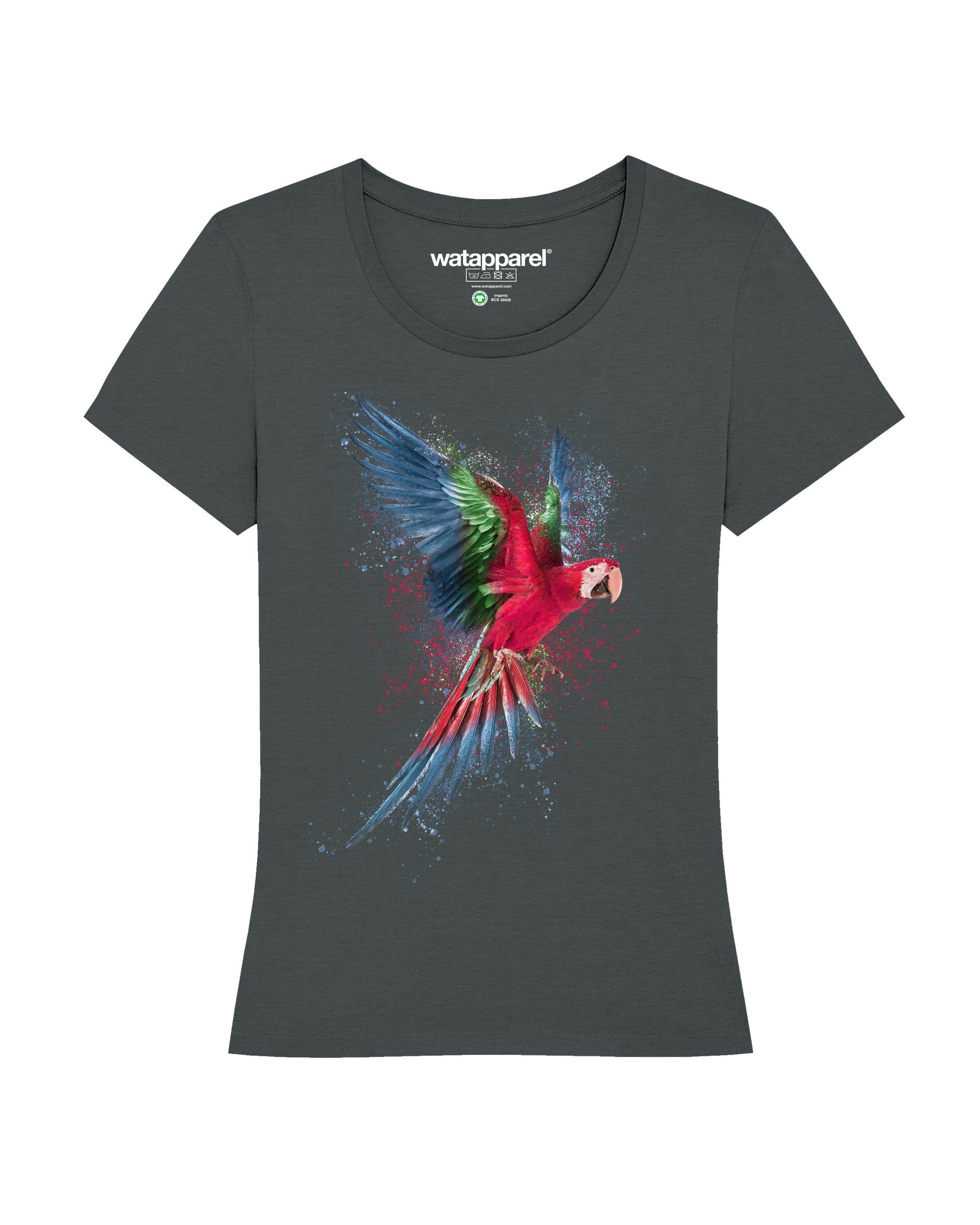 wat? Apparel Print-Shirt Papagei (1-tlg) antrazit