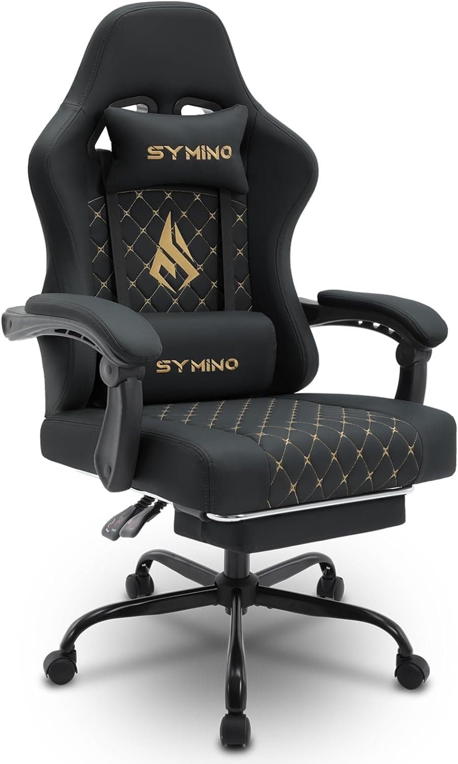 symino Gaming Chair (Ergonomischer Burostuhl,Schreibtischstuhl mit Verstellbarer Sitz), Racing stuhl ergonomischer gaming stuhl fußstütze bürostuhl pu-leder