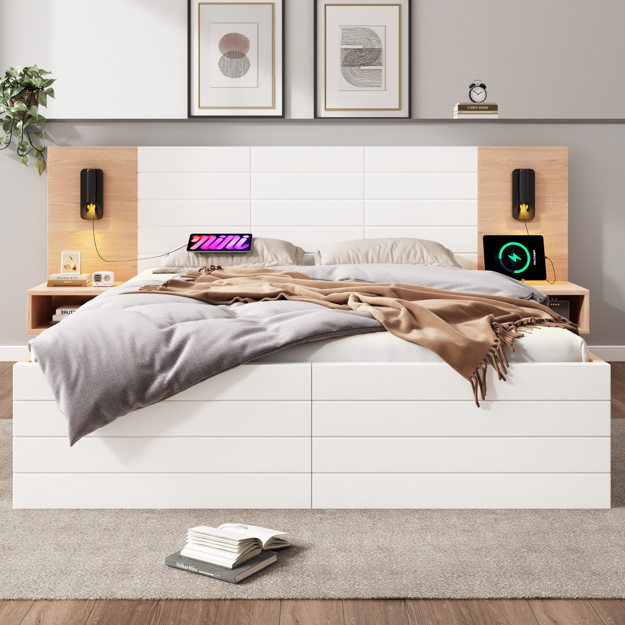 OKWISH Polsterbett Bettanlage mit Stauraum (Doppelbett, günstig online kaufen