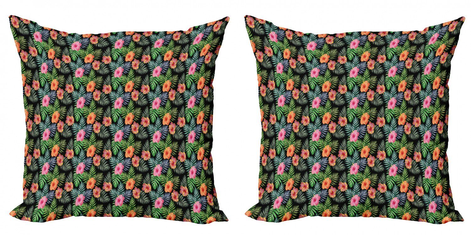 (2 Doppelseitiger Blumen Hibiskus Accent und Stück), Modern Abakuhaus Kissenbezüge Digitaldruck, Palme