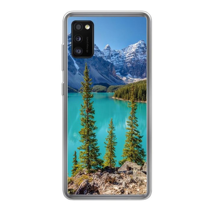 MuchoWow Handyhülle Der kanadische Moraine Lake am Nachmittag im Banff National Park Handyhülle Samsung Galaxy A41 Smartphone-Bumper Print Handy