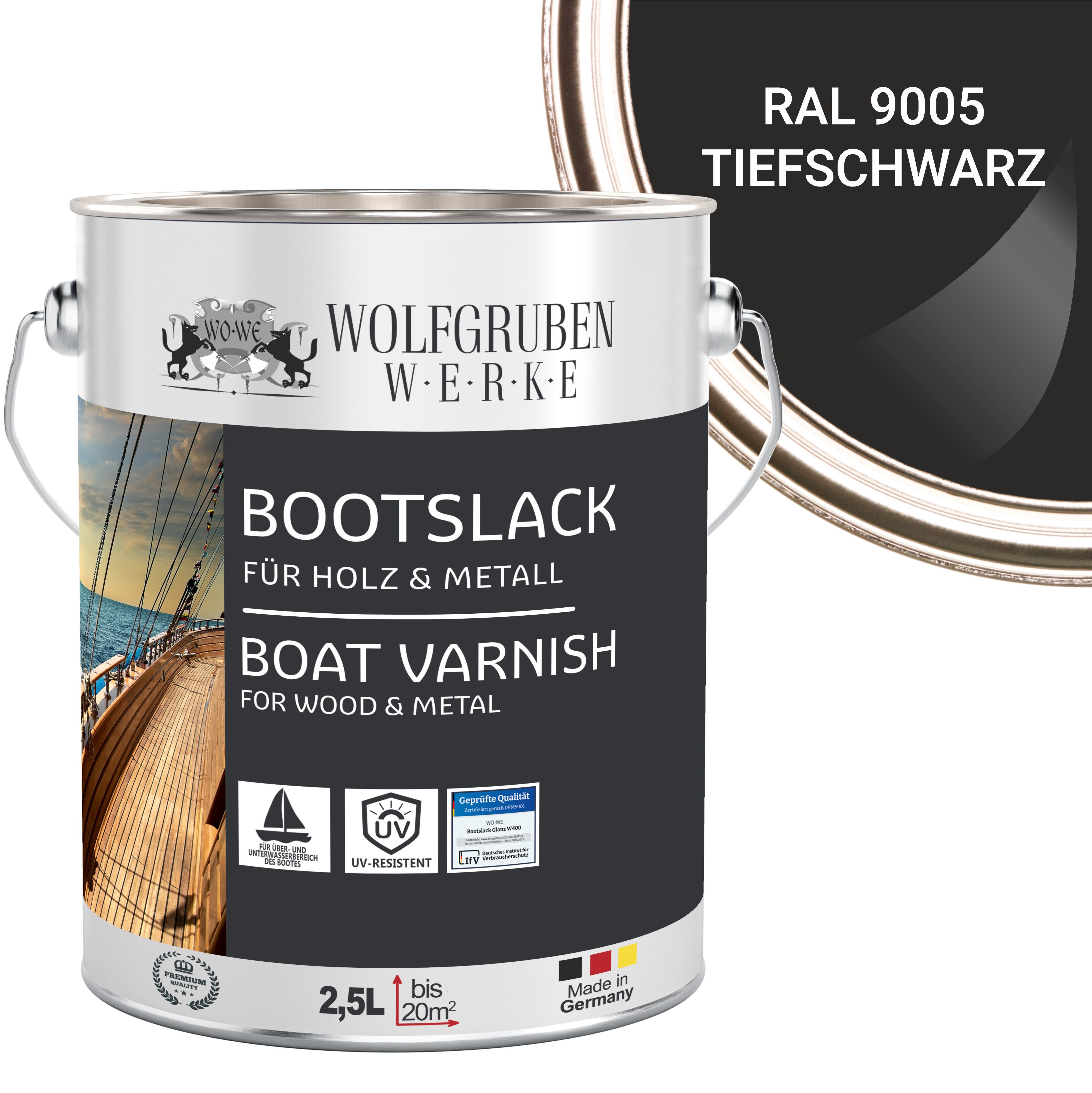 WO-WE Lack Bootslack Schiffslack Parkettlack Yachtlack W400, 0,75-5L, Seidenglänzend, Lösemittelbasis