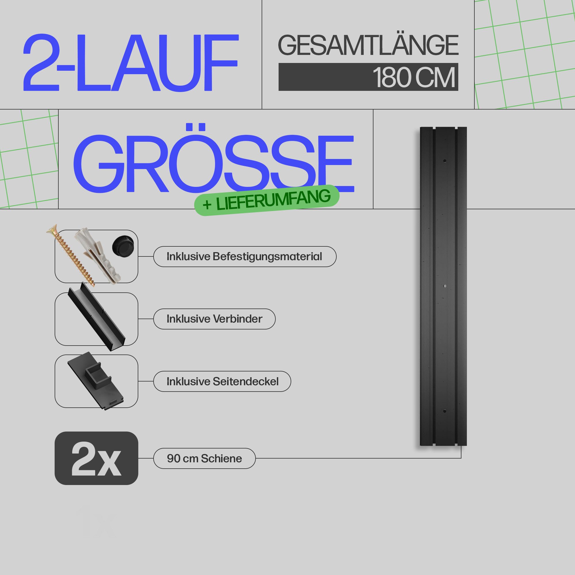 Bestlivings Gardinenschiene schwarz, 90-480 cm, Komplettset günstig online kaufen