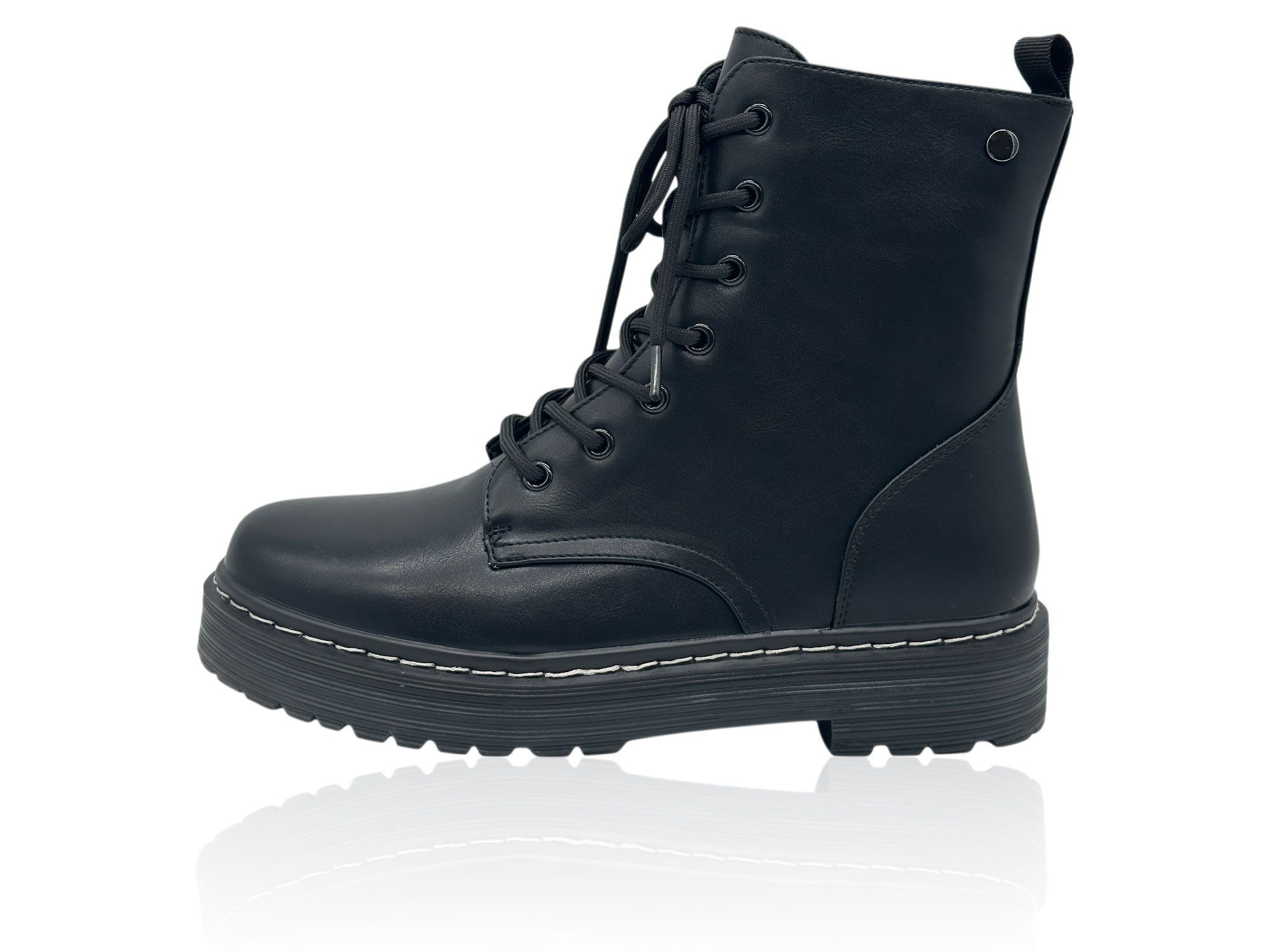 Nowaland Damen Schnürstiefelette mit Profilsohle Schnürstiefelette Warm gefüttert mit markanter Kontrastnaht