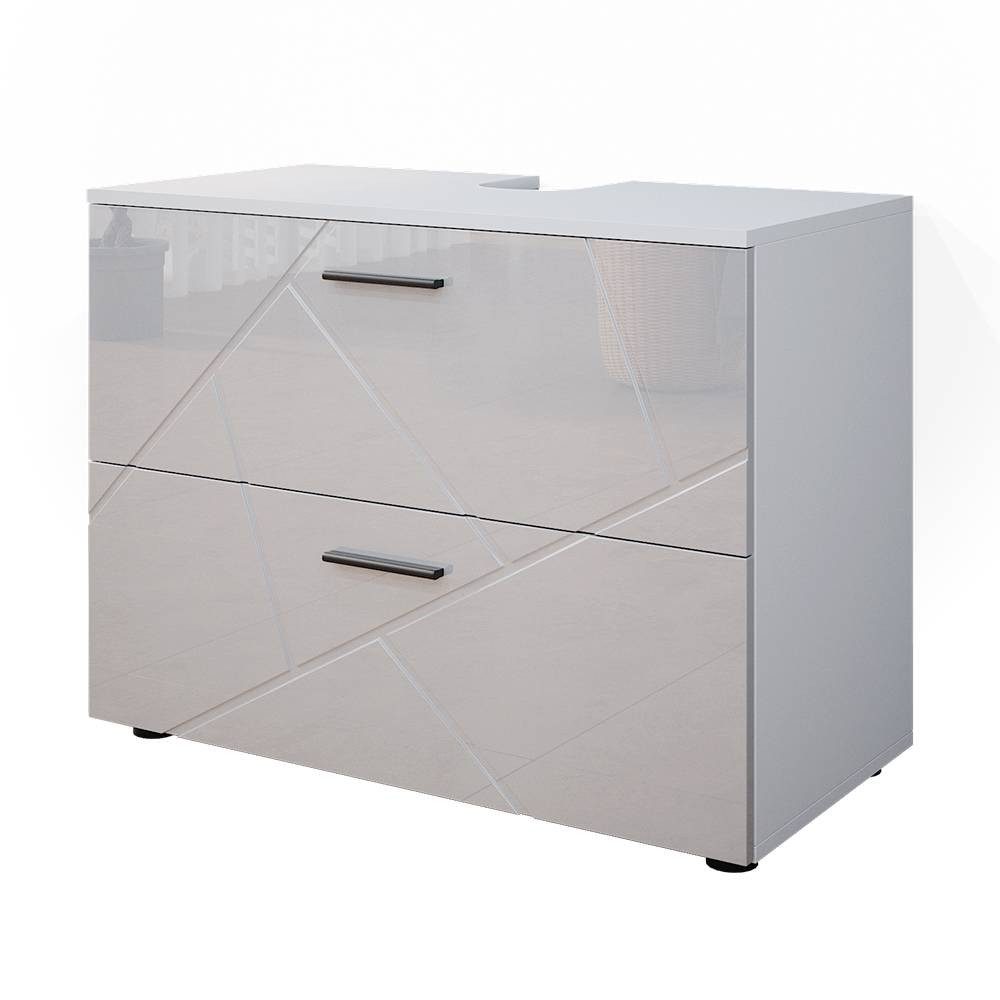 Vicco Waschbeckenunterschrank Irma, Weiß Hochglanz, 80 x 59 cm