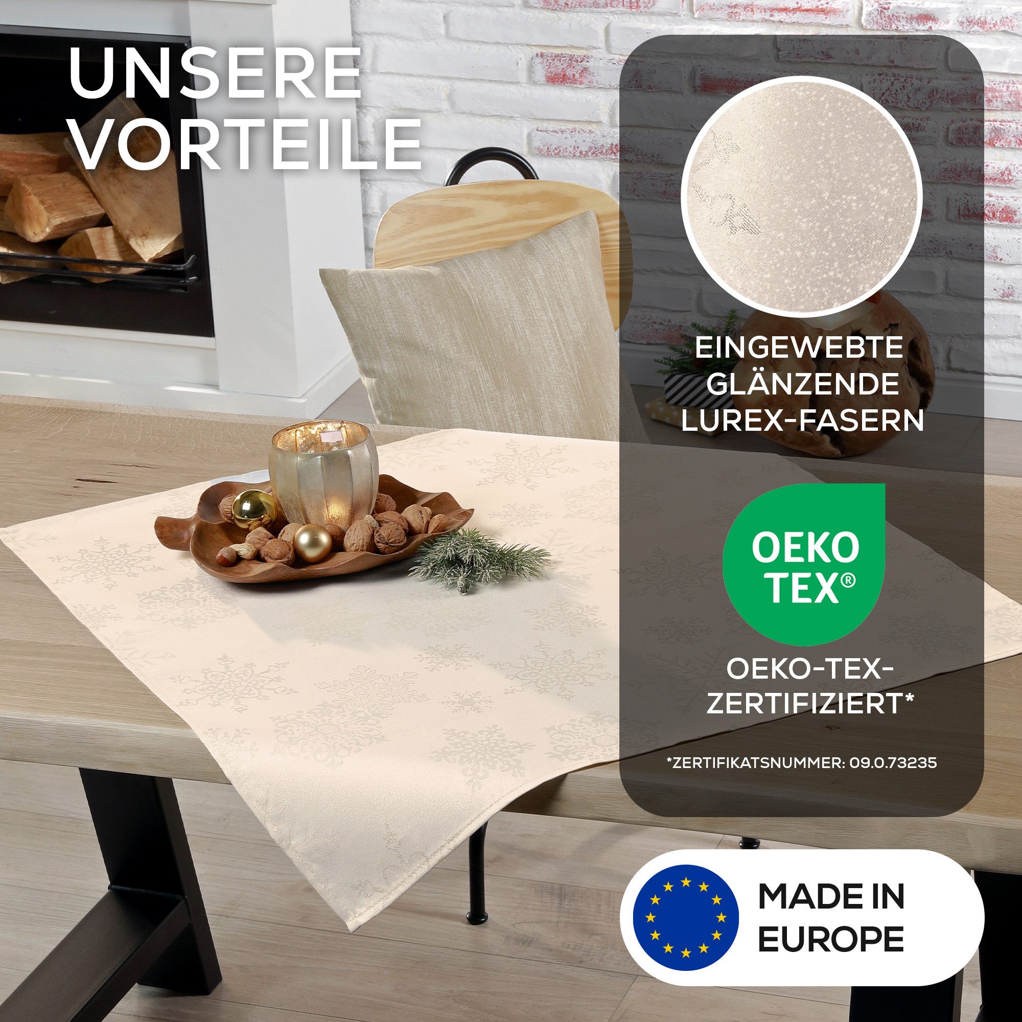 Beautex Tischdecke Lurex Tischdecke Weihnachten, Silber Gold glänzend, Weihnachtstisch (1-tlg) – Bild 4 von 5