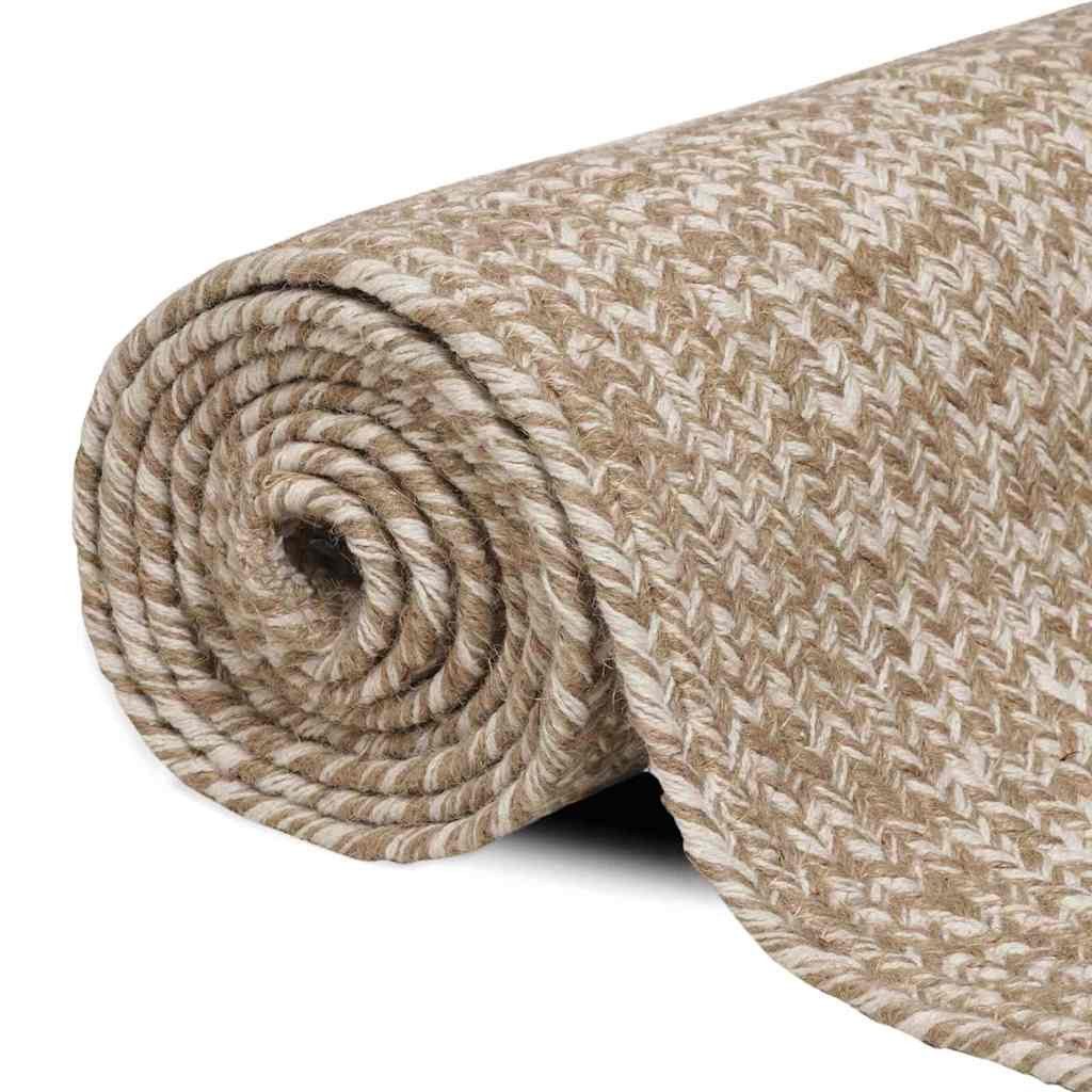 vidaXL Teppich Bereichsteppiche Natürlich und Weiß 60 x 200 cm Jute, Rechtw günstig online kaufen