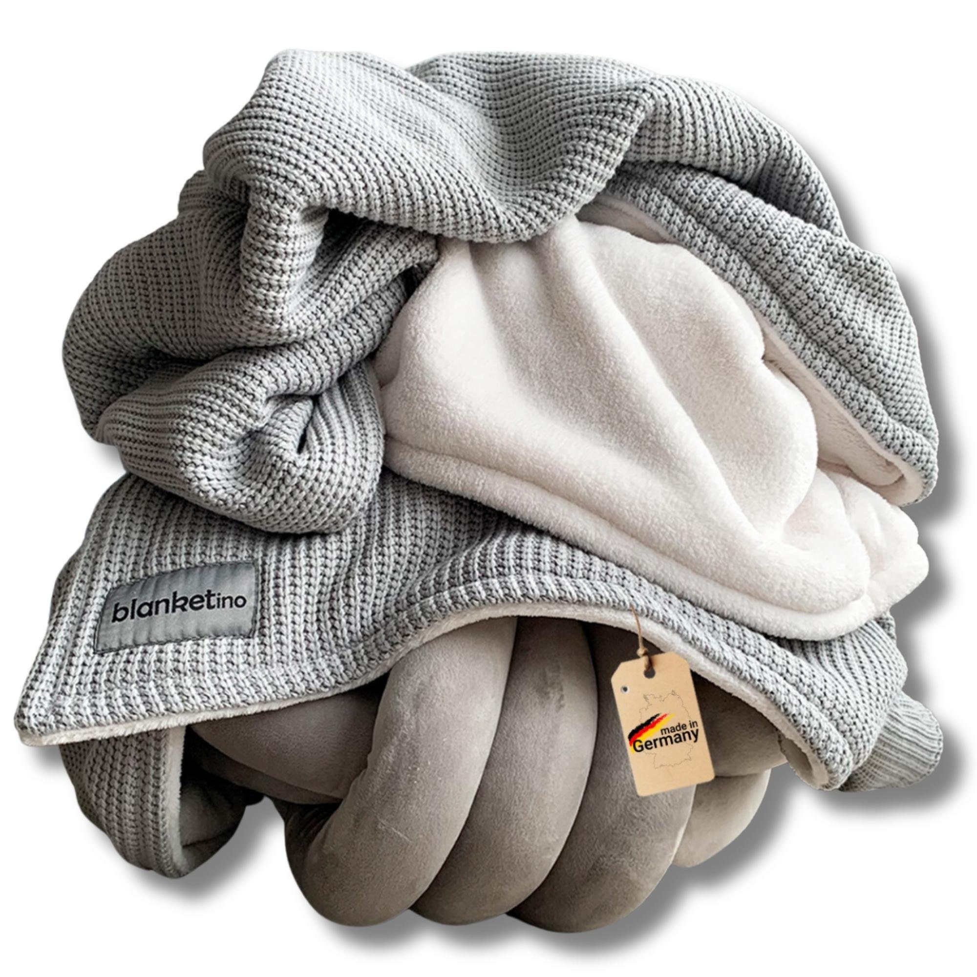 Wohndecke flauschige Kuscheldecke, wärmende Couchdecke im Strick Design, bl günstig online kaufen