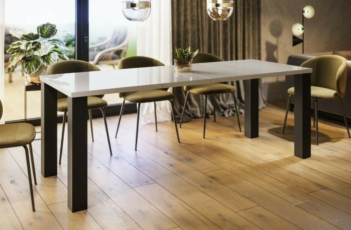 Endo-Moebel Esstisch Esstisch "Juka" 130-210cm ausziehbar erweiterbar Kulissentisch (1 Tisch), Vierfuß, schwarz-matte Tischbeine, für bis zu 8 Personen