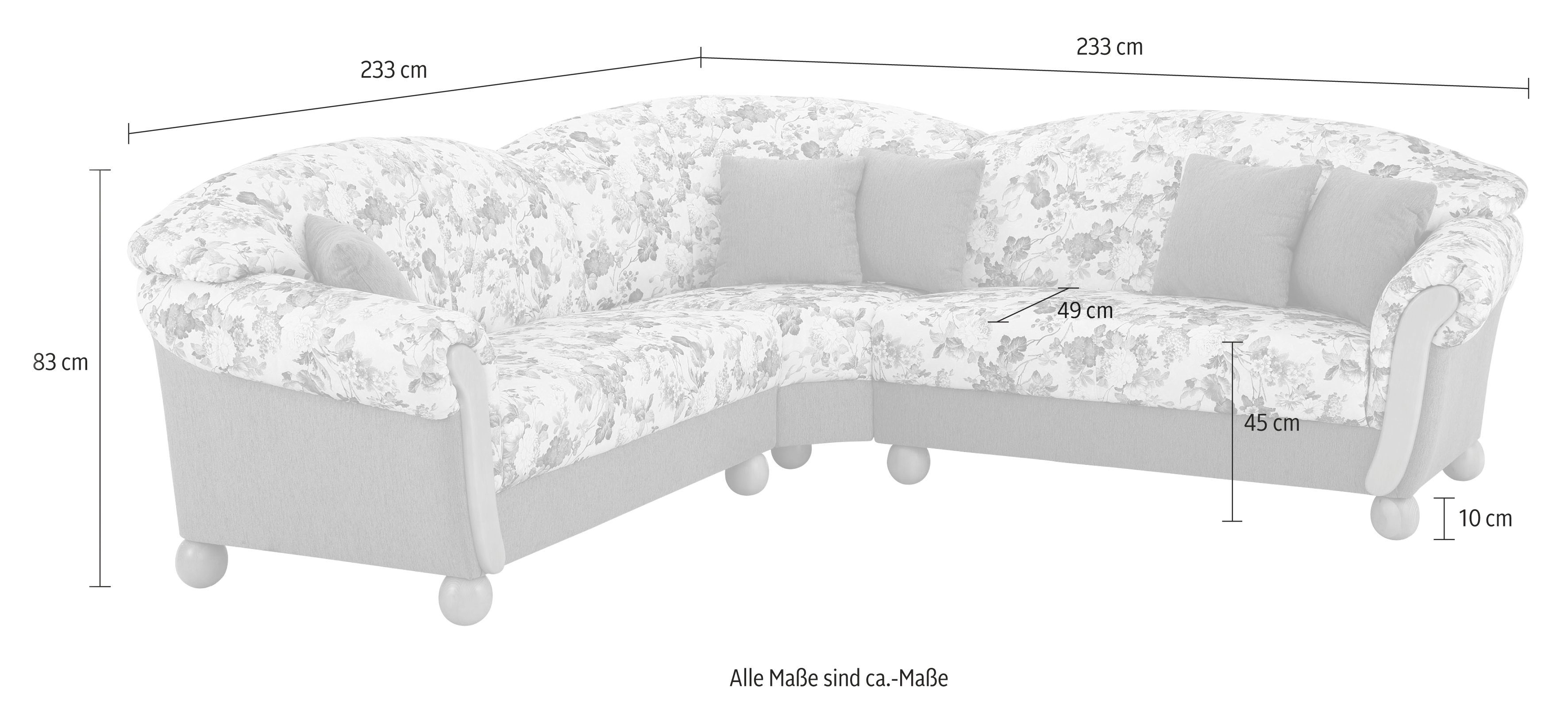 Home affaire Ecksofa Milano, bequem mit Federkern, B/T/H 233/233/83cm, Land günstig online kaufen