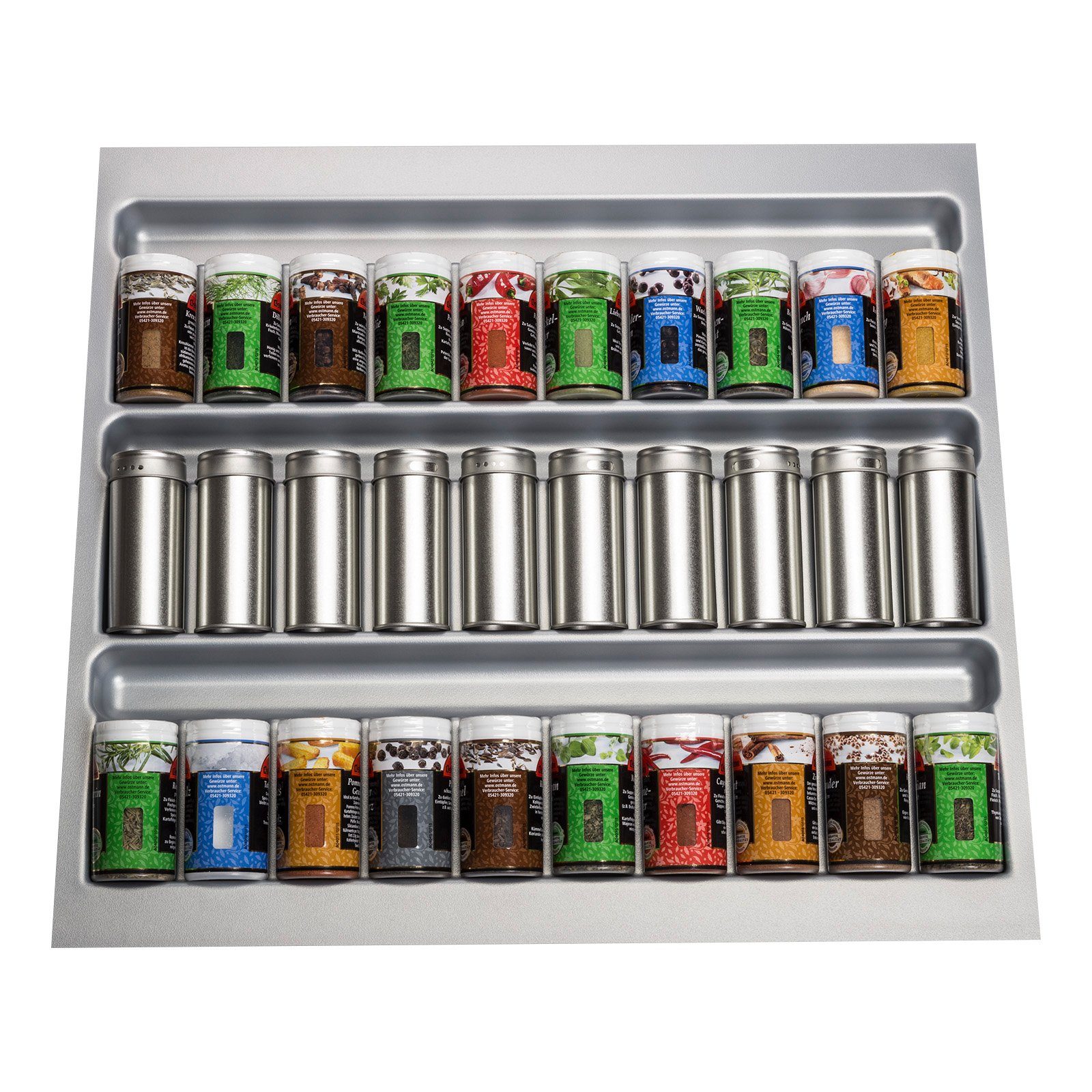 SO-TECH® Schubladeneinsatz ORGA-BOX® Gewürzgläsereinsatz, für 60er Schrankbreite, 513 x 28 x 473 mm schiefergrau kompatibel Tandembox Optifit – Bild 3 von 5