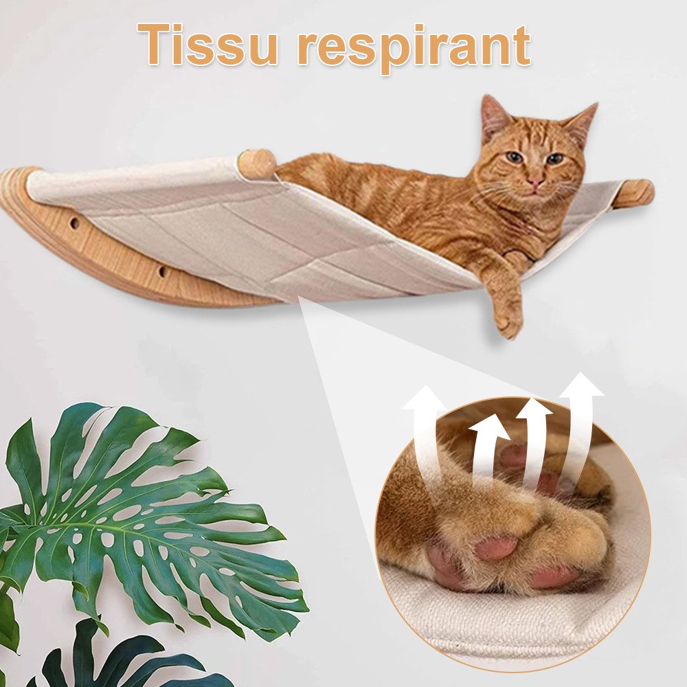 JEOBEST Katzen-Hängematte Katzenhängematte Wand, Kletterwand Katzen inkl. 2x Katzentreppe Wand, Massivholz