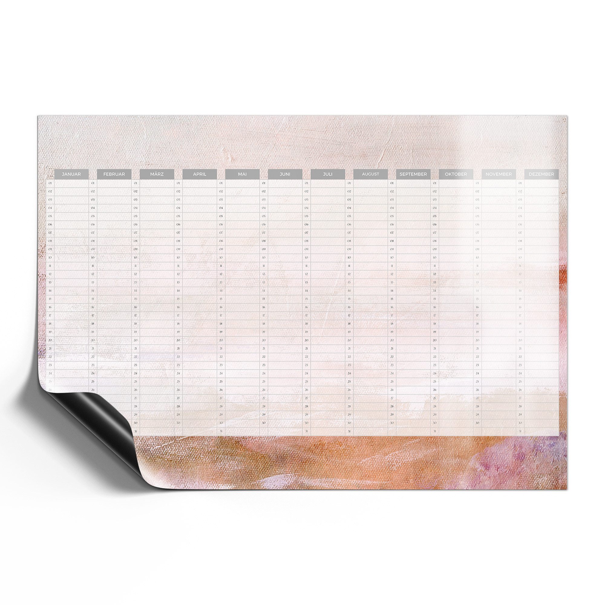 DEQORI Magnetfolie 'Jahresplaner 2 Kunst (DE)', beschreibbar universal Magnetmatte magnetisch Folie Planer Kalender