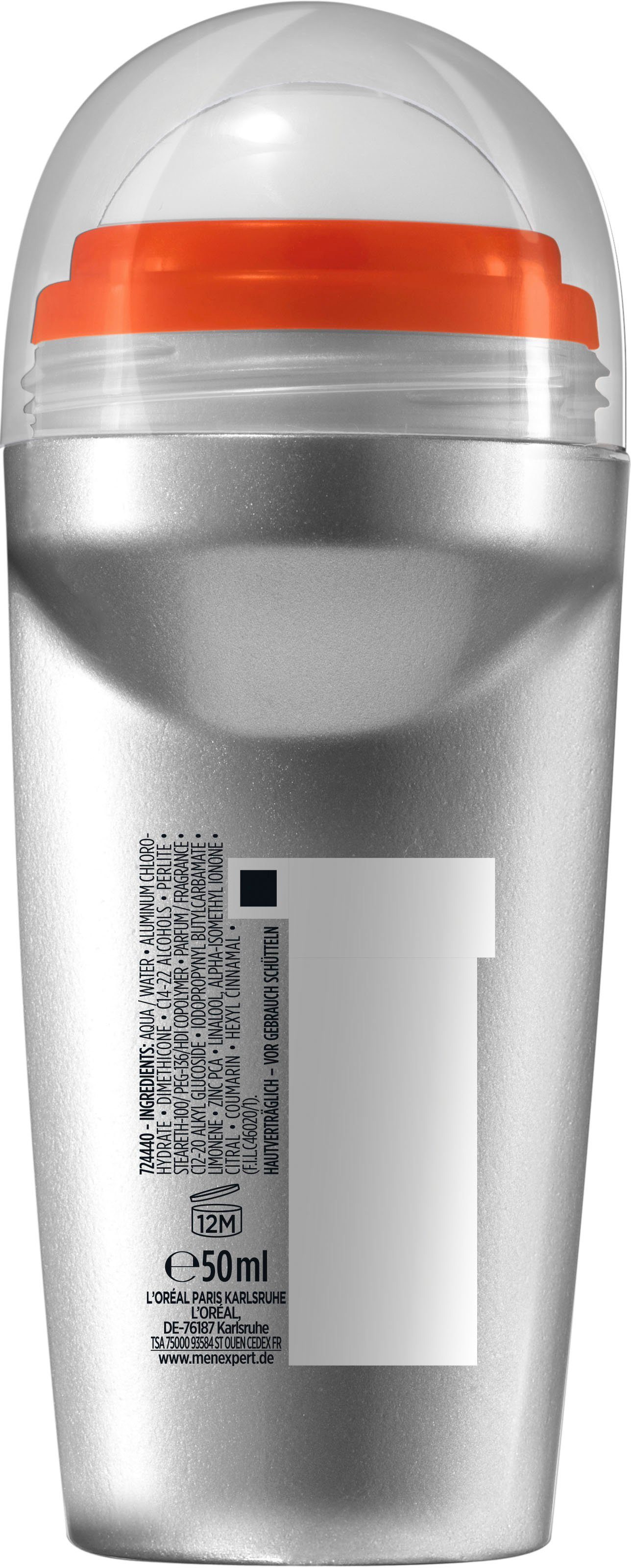 L'ORÉAL PARIS MEN EXPERT Deo-Roller Invicible 96h, Packung, 6-tlg., mit hoher Zuverlässigkeit
