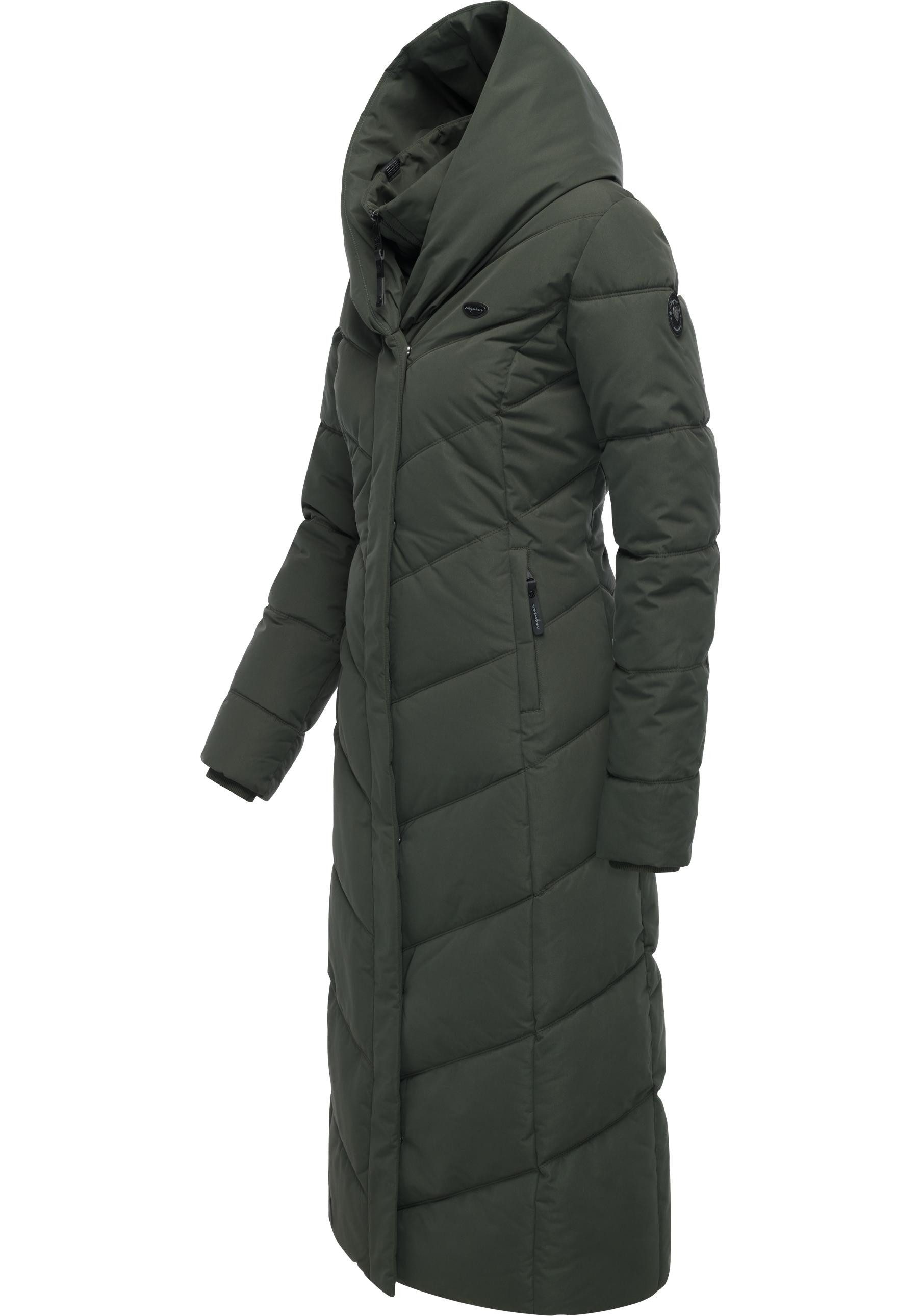 Ragwear Steppmantel Natalka Extralong Gesteppter Damen Mantel mit Kapuze – Bild 2 von 5