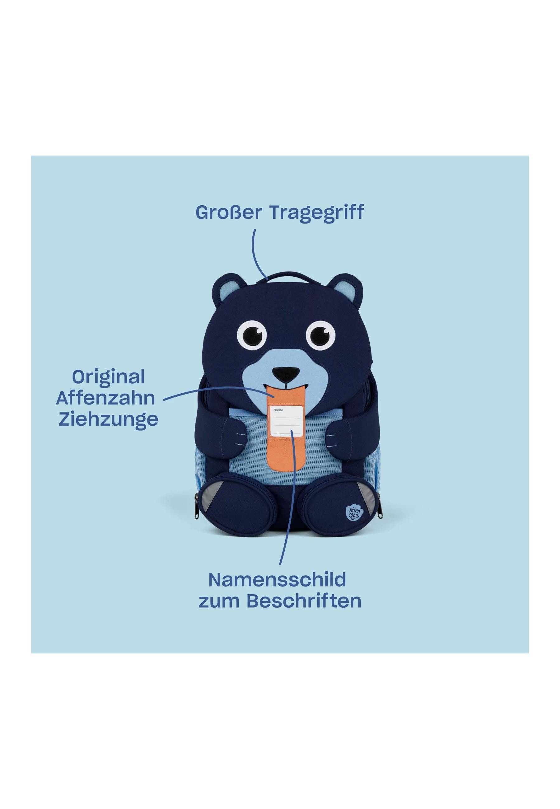 Affenzahn Kinderrucksack Großer Freund ., mit personalisierbarer Ziehzunge