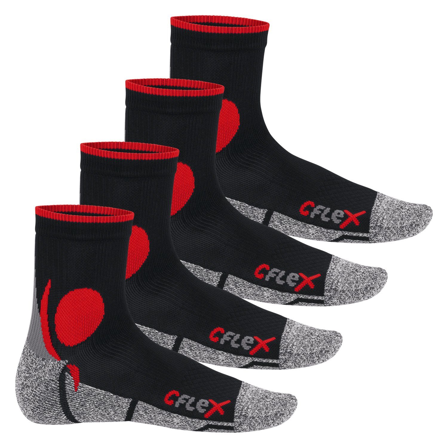 CFLEX Sportsocken Damen und Herren Running Funktions-Socken (4 Paar) Laufsocken
