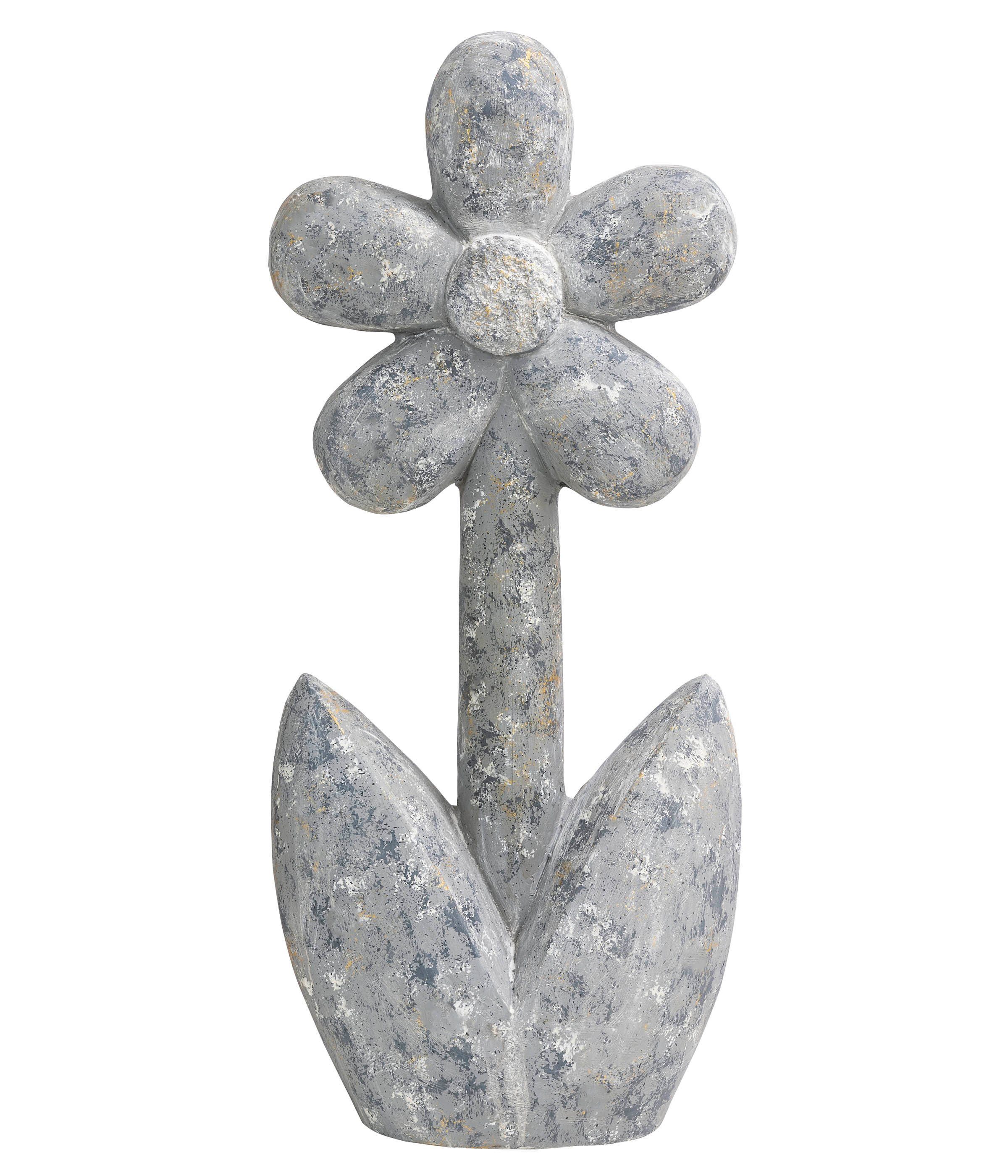 Dehner Gartenfigur Dekofigur Blume, in Steinoptik, Magnesia, grau, frühlingshaftes Deko-Objekt in Steinoptik