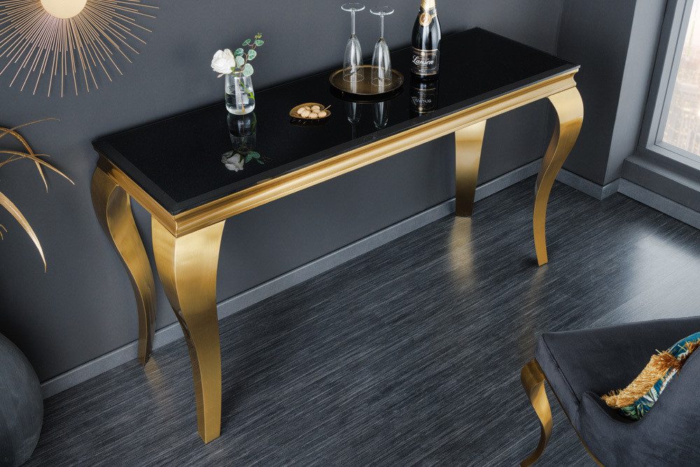 riess-ambiente Konsolentisch MODERN BAROCK 145cm schwarz / gold (Einzelartikel, 1-St), Flur · Opalglas · Edelstahl · eckig – Bild 2 von 5