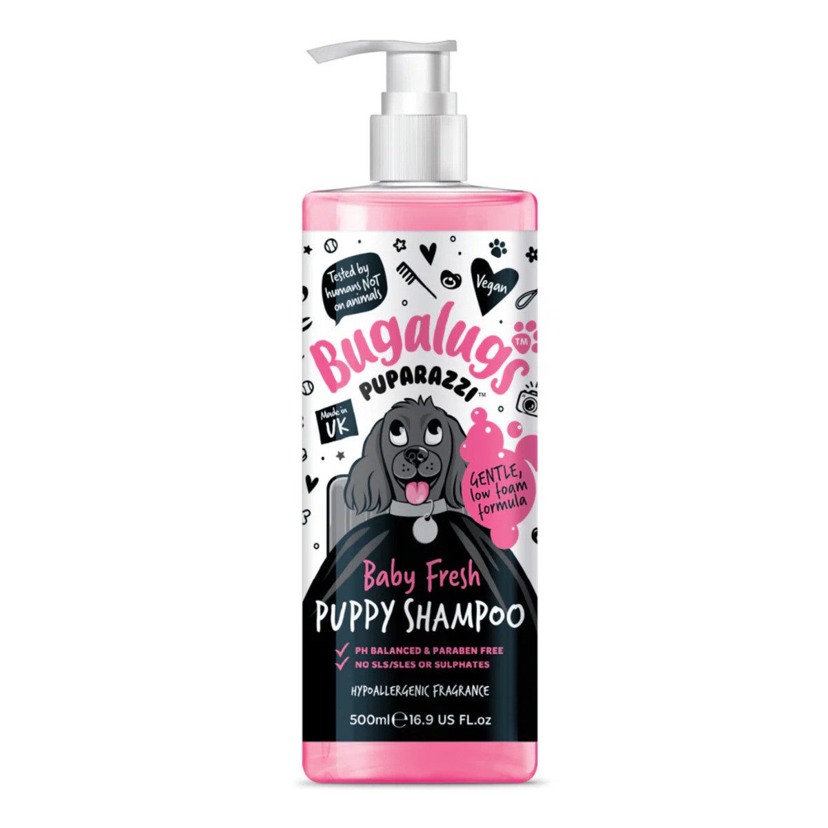 Bugalugs Tiershampoo Bugalugs Puparazzi™ Baby Fresh für Welpen mildes Shampoo - Aloe Vera, 500 ml, (1-St), Speziell für Welpen entwickelt