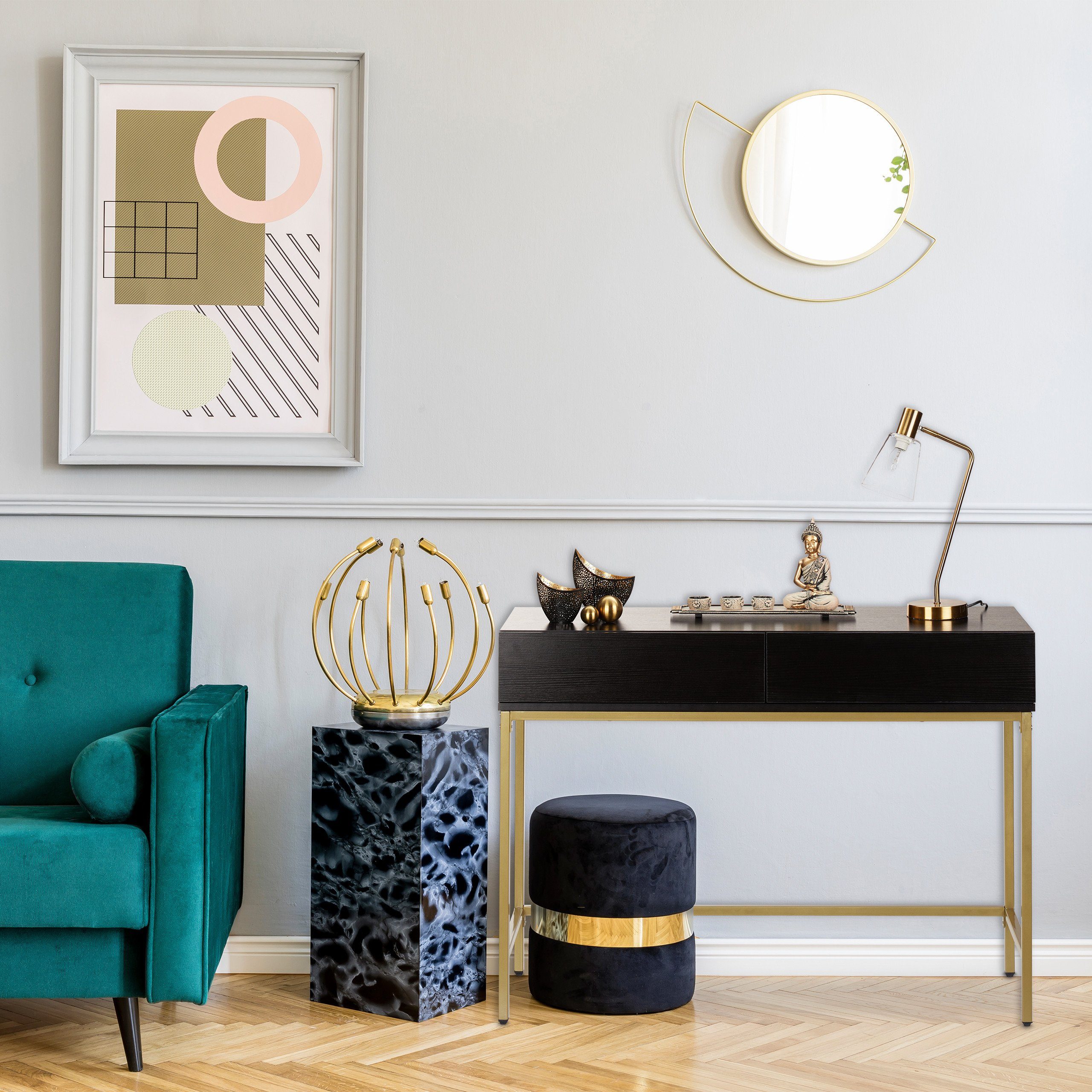 relaxdays Konsolentisch Gold Schwarz günstig online kaufen