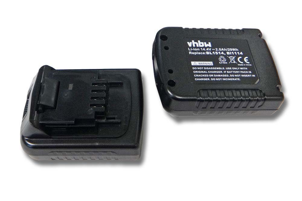 vhbw Ersatz für BL1314, V) BL1114, für 2000 Akku Li-Ion (14,4 Decker & Black mAh LB16