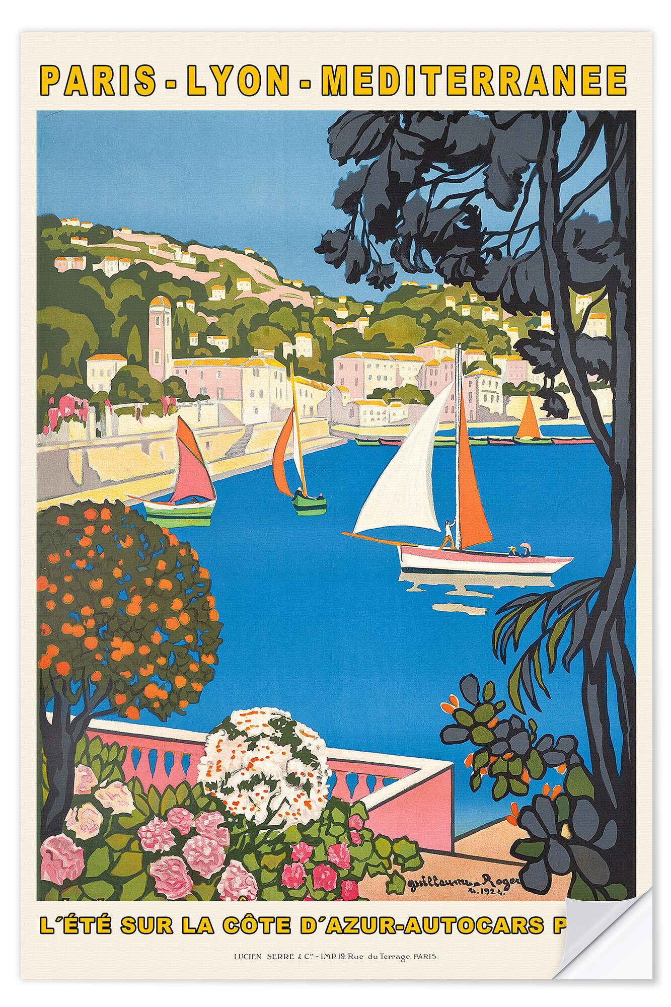 Posterlounge Wandfolie Guillaume G. Roger, Sommer an der Côte d'Azur, 1926, Badezimmer Maritim Illustration