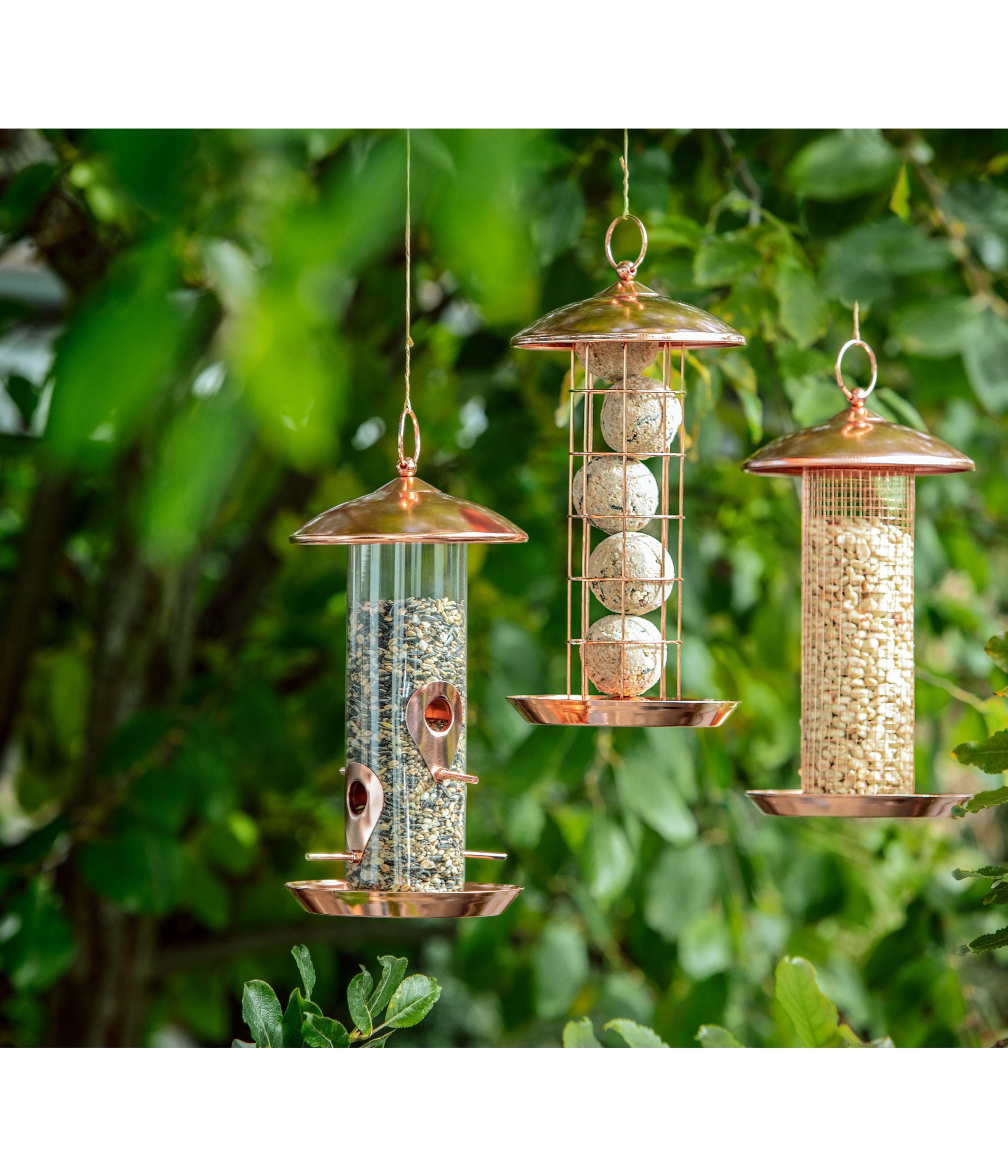 Dehner Vogelhaus Natura Premium Meisenknödel Futtersäule Joelle, Ø 16 cm, kupfer, aus langlebigem Metall