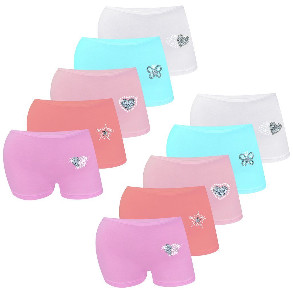 LOREZA Panty 10er Pack Mädchen Pantys Unterhosen Unterwäsche Strass & Glitzer Gr.92 (Spar-Packung, 10-St) | Klassische Panties