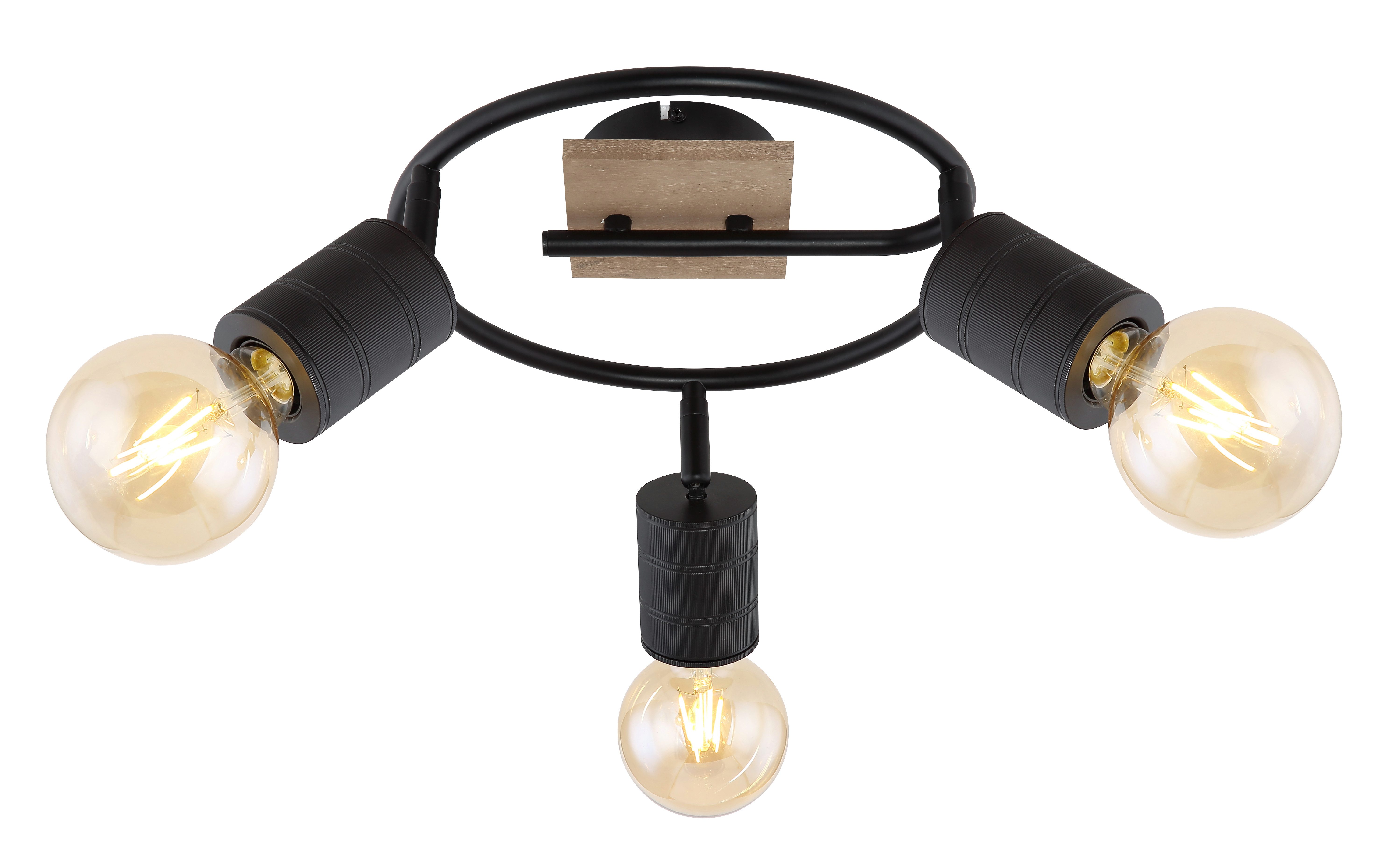 GLOBO LIGHTING Deckenstrahler JOSELLA, ohne Leuchtmittel, Deckenspot/Holz/schwarz/ø: 290mm/Flur/Wohnzimmer