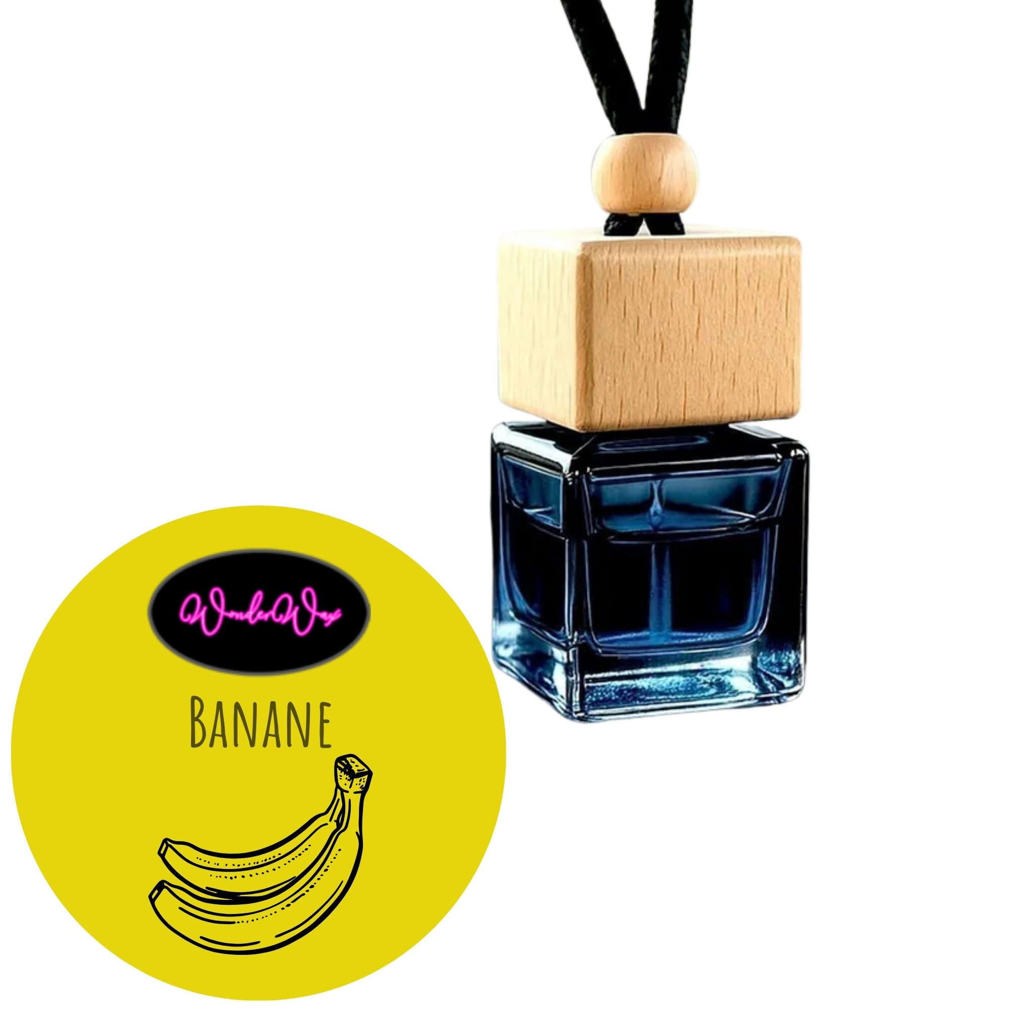 WonderWax Raumduft WonderWax® Auto Duft Quadrat Schwarz braun 8 ml, (Banane), Duftrichtung: Banane
