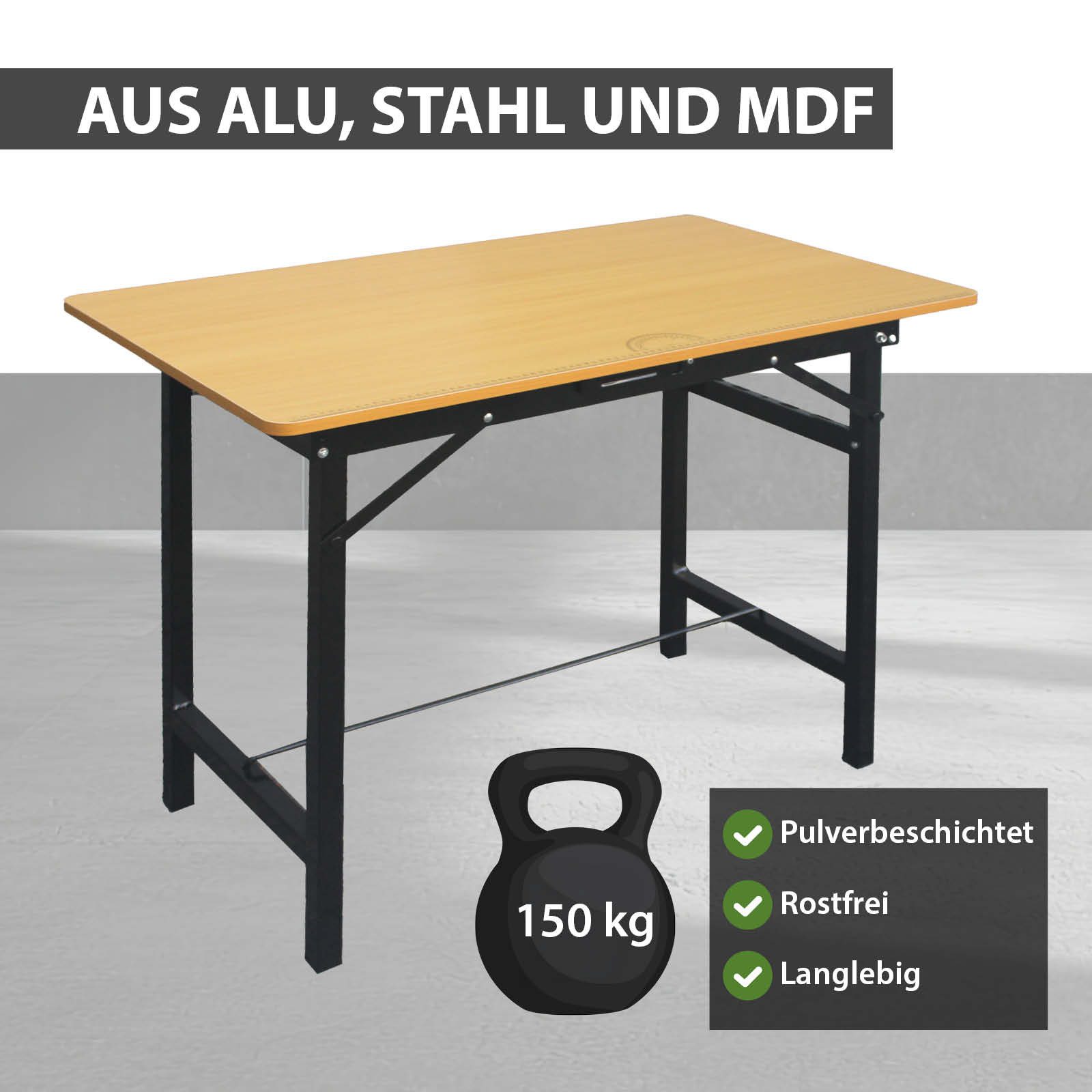TRUTZHOLM Werkbank Werktisch 100 x 60 x 75cm 150kg Tragegriff Werkbank Arbeitstisch, (Artikel), klappbar