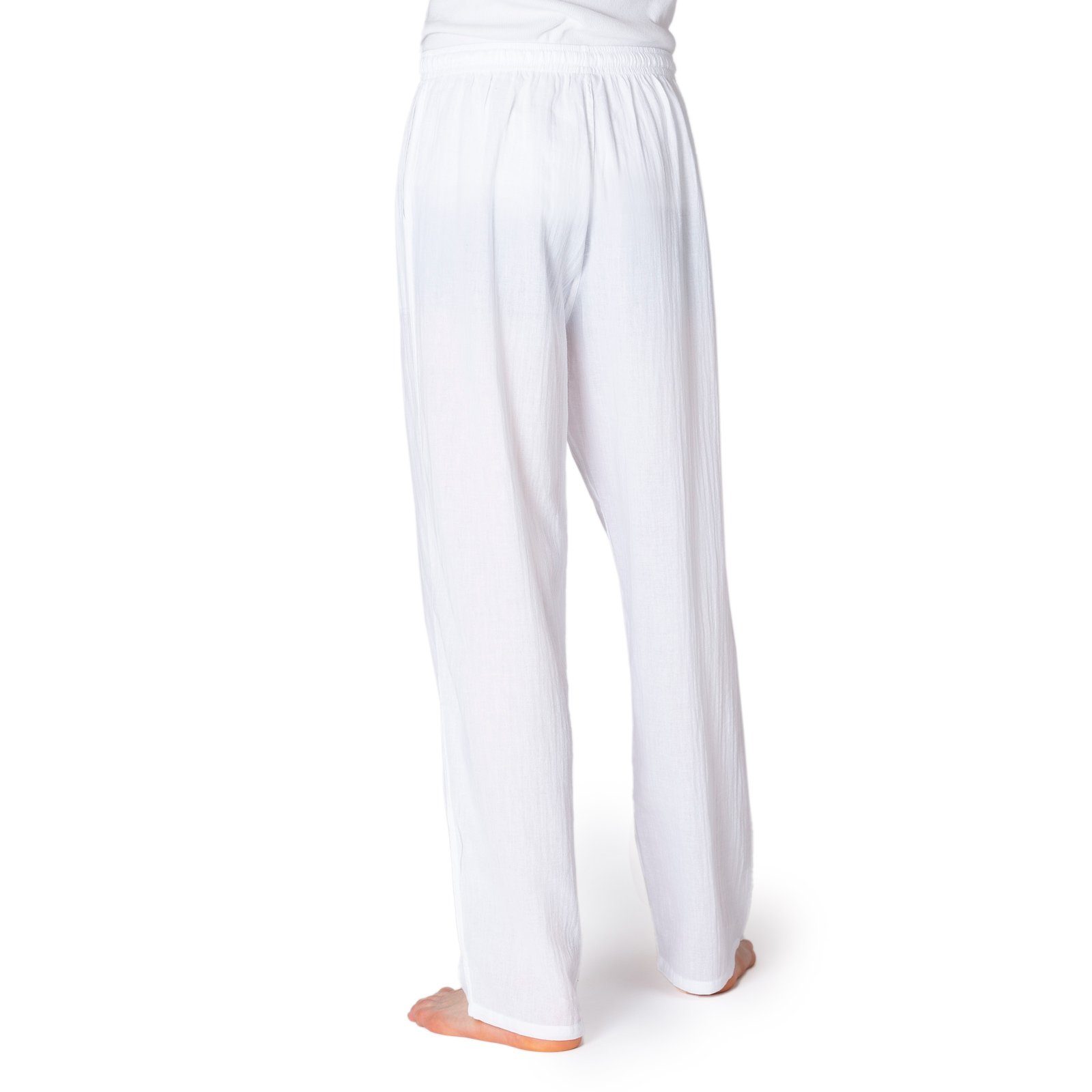 leichte PaSalu heißen 100% Wellnesshose Freizeithose und Tage für aus Baumwolle Sommerhose Relaxhose sehr PANASIAM Damen die Unisex weiß Herren für