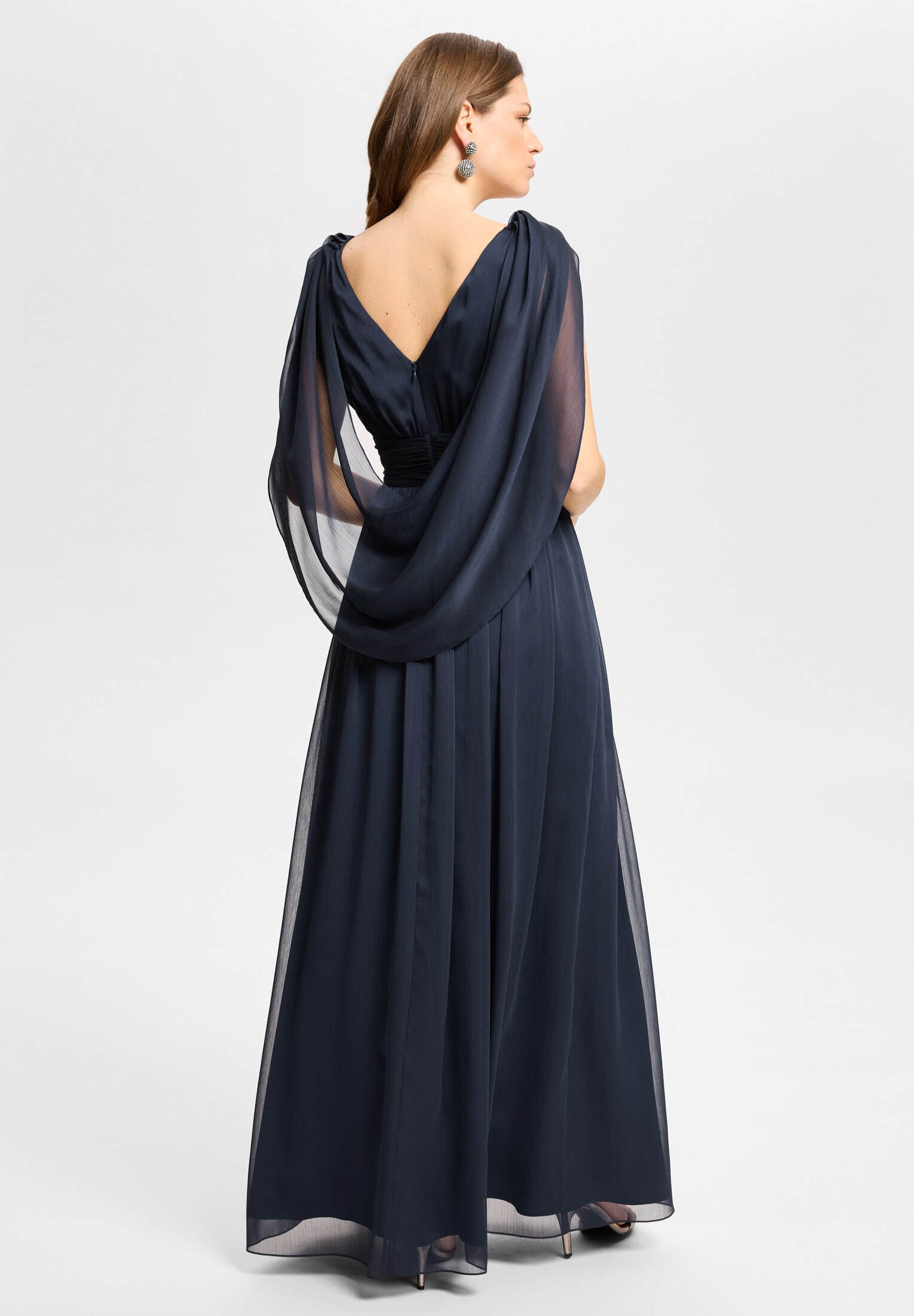 SWING Abendkleid - Abendkleid aus Crinkle Chiffon mit Schal-Cape Taillierter Schnitt mit fließendem Rockteil