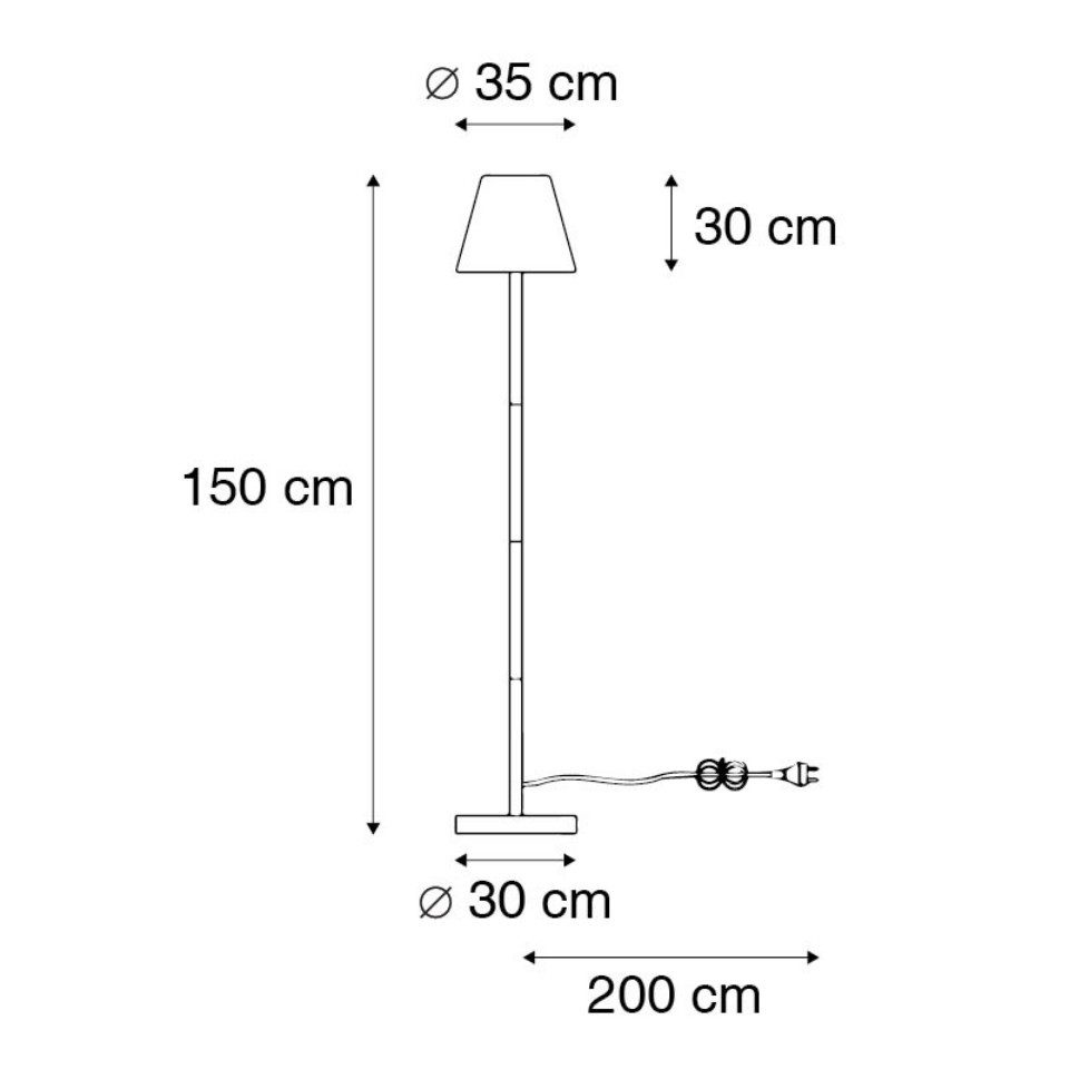 Qazqa Außen-Stehlampe Virginia, ohne Leuchtmittel, E27, Schwarz, Design, Stahl, 1-flammig