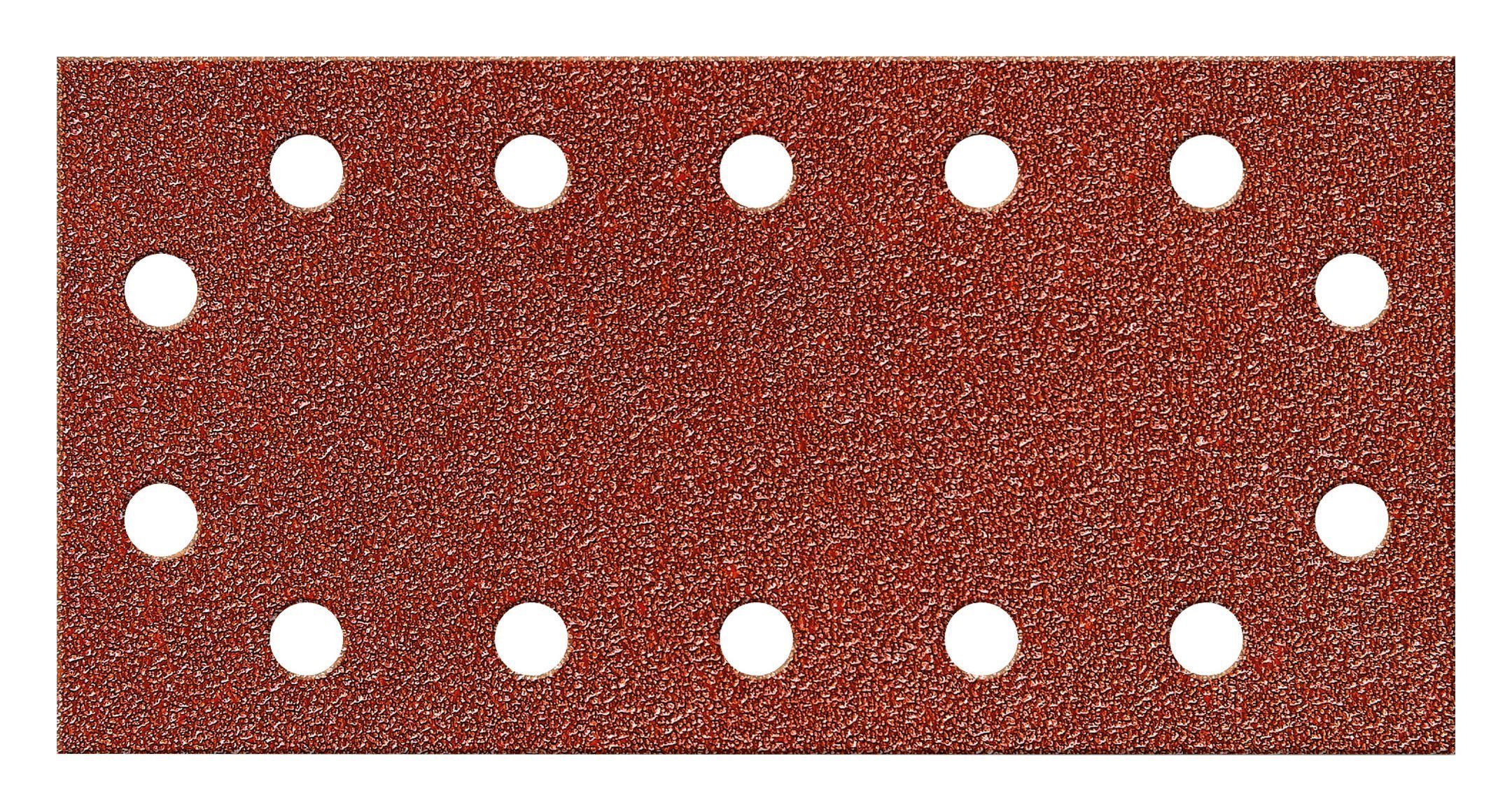 fortis Schleifpapier, (10 Stück), Klettschleifstreifen Korund 115 x 230 mm K180 14-Loch