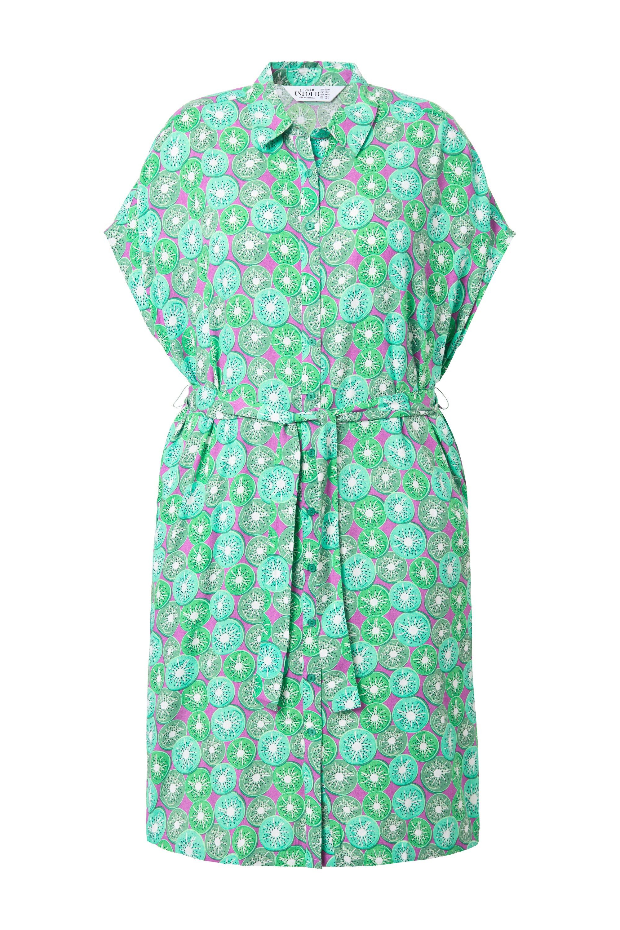Studio Untold Hemdblusenkleid Hemdblusen-Midikleid Fruits-Print Bindegürtel günstig online kaufen