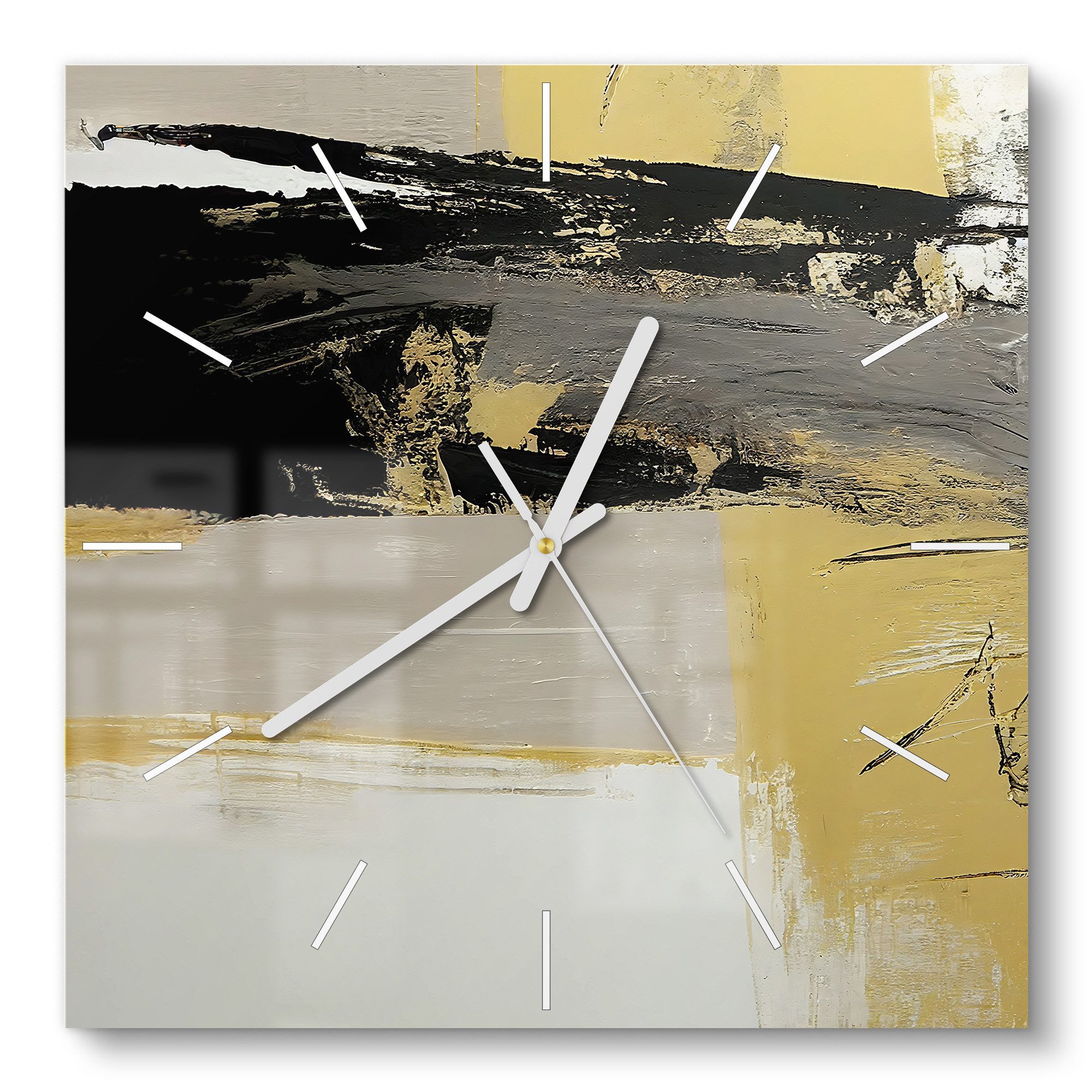 DEQORI Wanduhr 'Goldene Kontraste' (Glas Glasuhr modern Wand Uhr Design Küchenuhr)