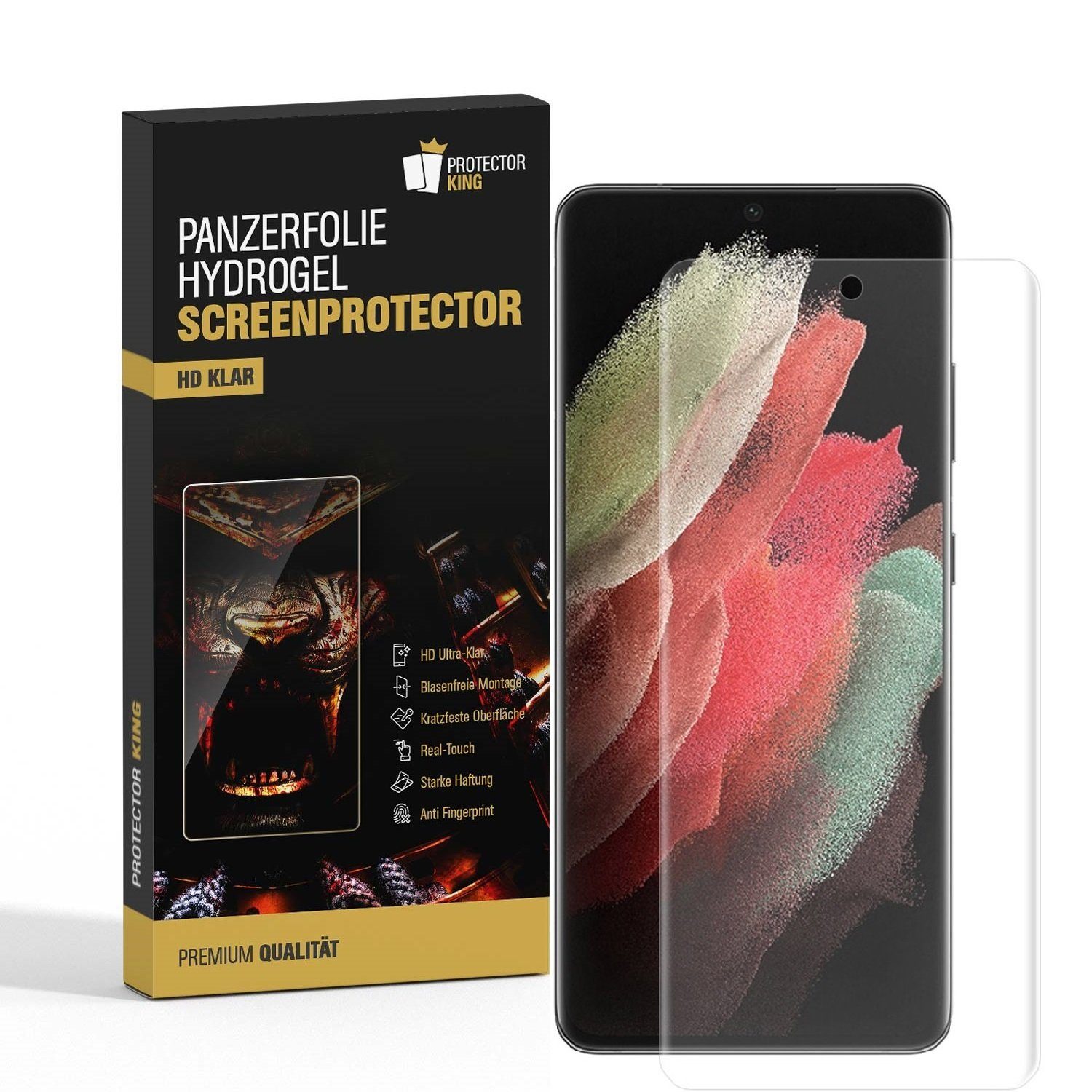 Schutzfolie 4x Hydrogel-Glass für Samsung Galaxy S21 Ultra Selbstheilend für Micro