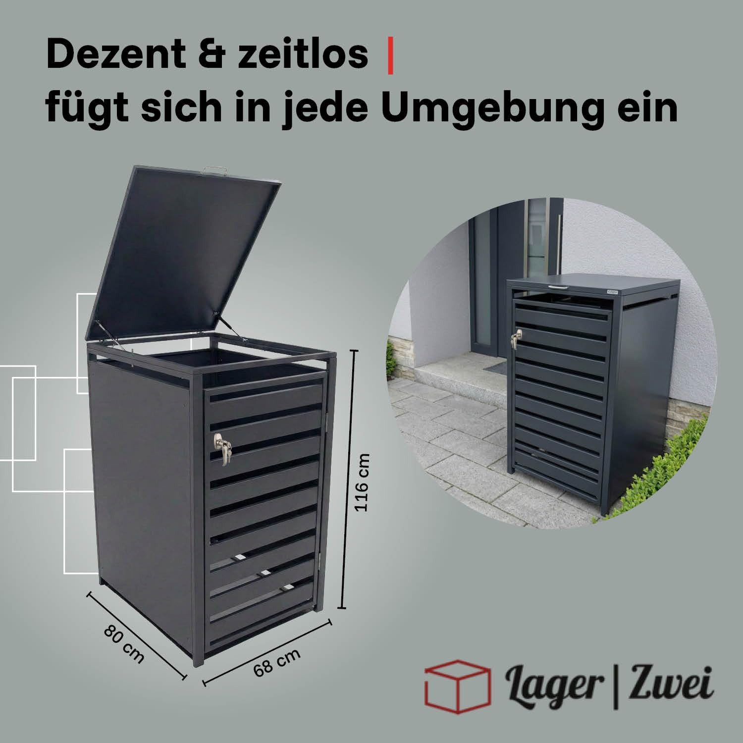 LagerZwei Mülltonnenbox Mülltonnenbox 240 l (1 St), abschließbar, wetterfest