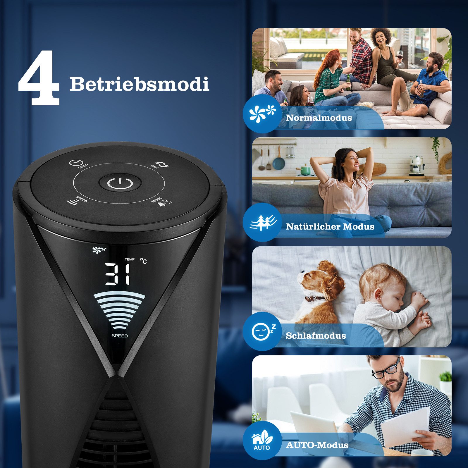 Taylor Swoden Turmventilator 96 cm, Leise günstig online kaufen