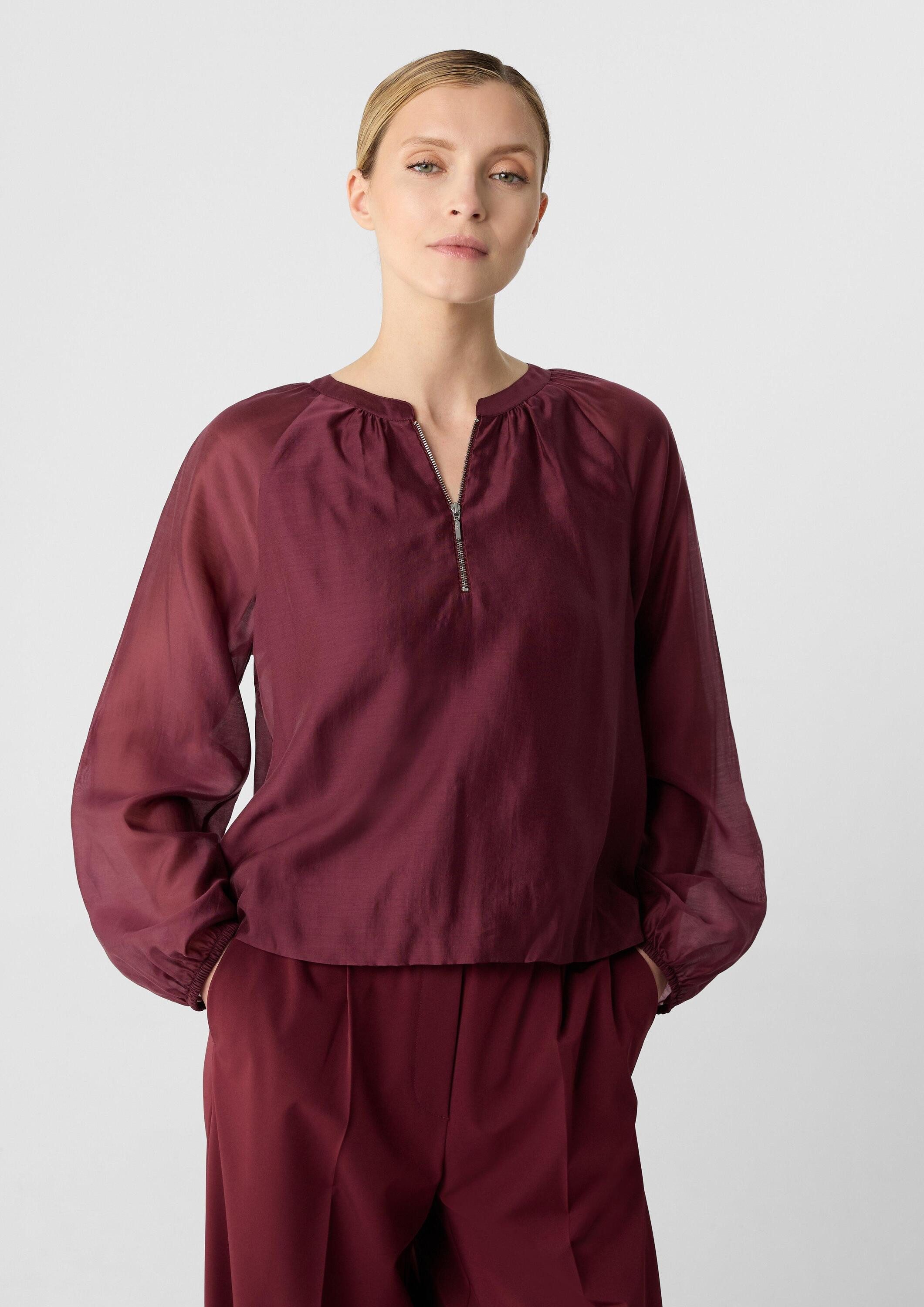 comma Langarmbluse Bluse Leichte Baumwollbluse mit günstig online kaufen