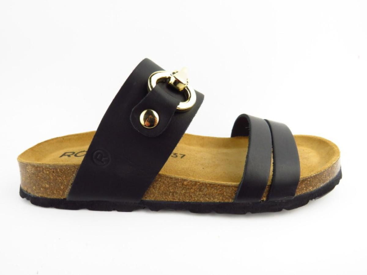 Rohde Leder schwarz Kette gold Pantolette günstig online kaufen