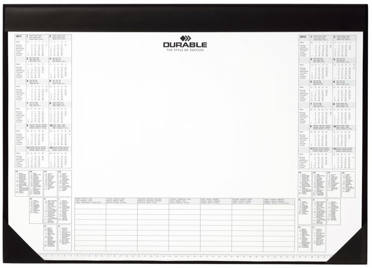 DURABLE Schreibtischunterlage Schreibunterlage 59x42cm mit Kalenderblock schwarz
