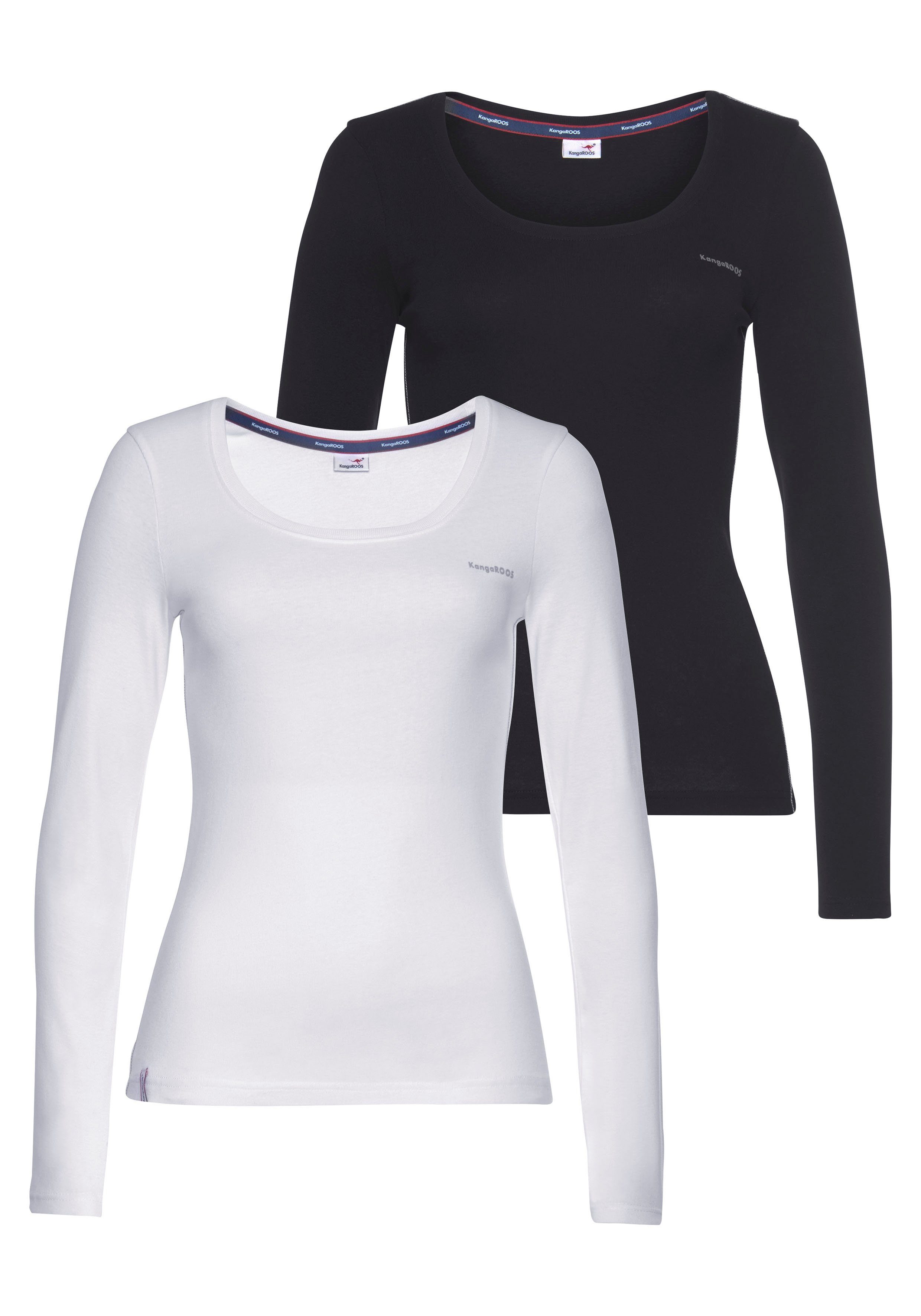 KangaROOS Langarmshirt (Packung, 2-tlg., 2er-Pack) Langarm, günstig online kaufen