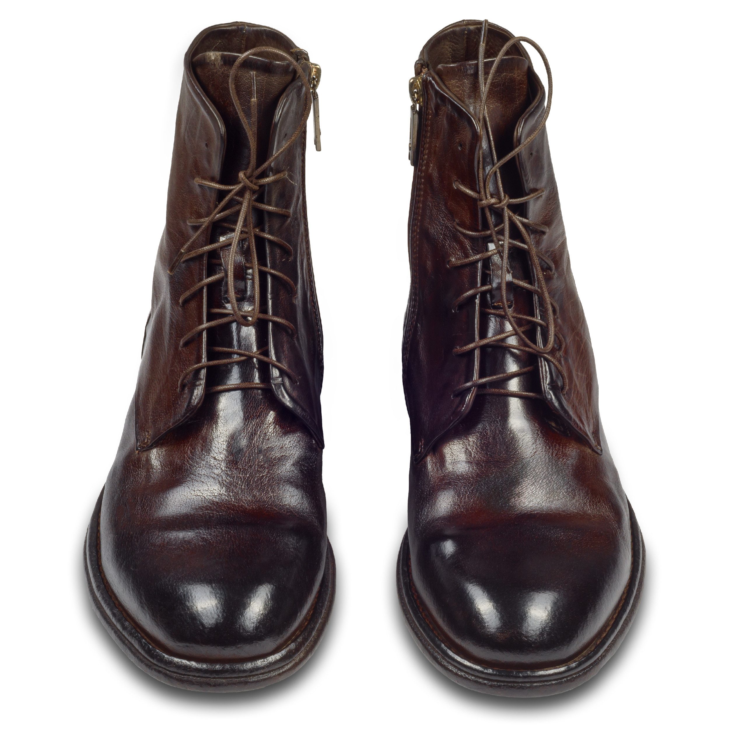 LEMARGO Schnür-Boots dunkelbraun (ebano) Vintage Leder, Reißverschluß, DF13Z Stiefelette Handgefertigt in Italien