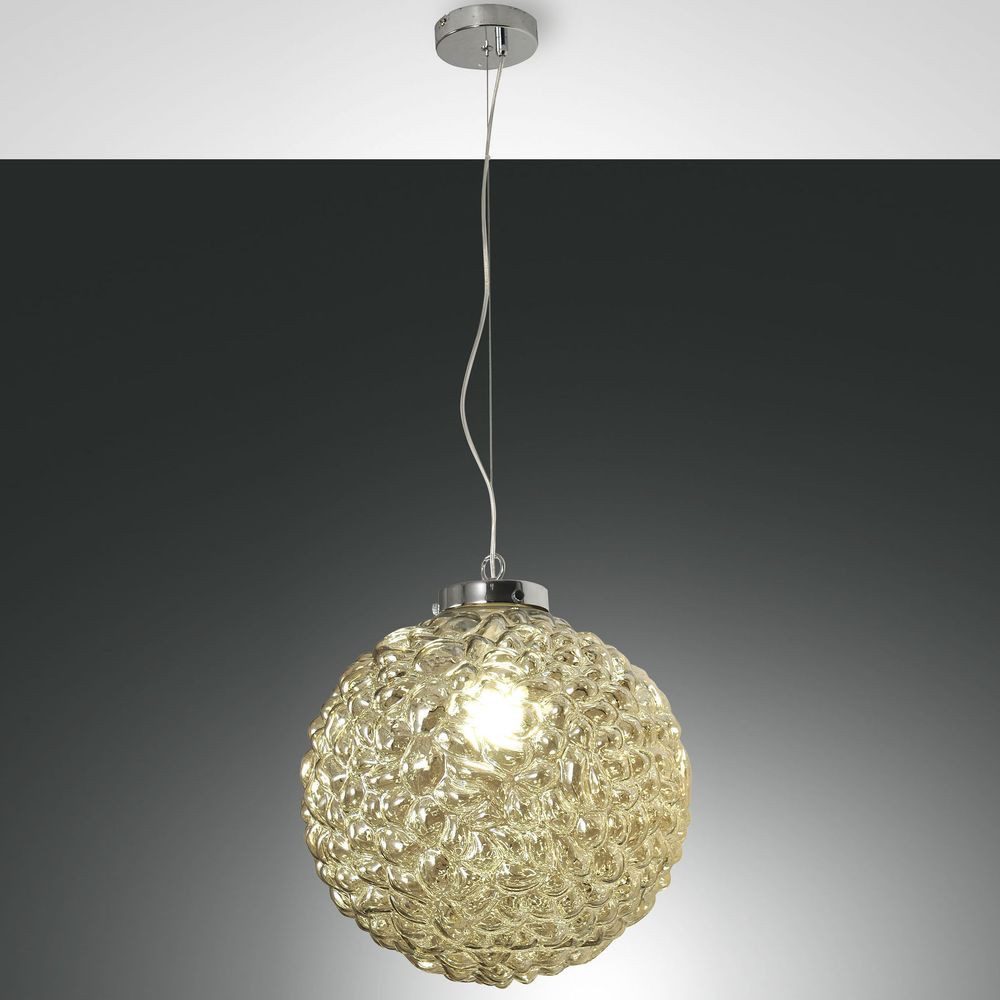 FABAS LUCE Pendelleuchte Pendelleuchte Ego in Chrom und Amber E27 400mm