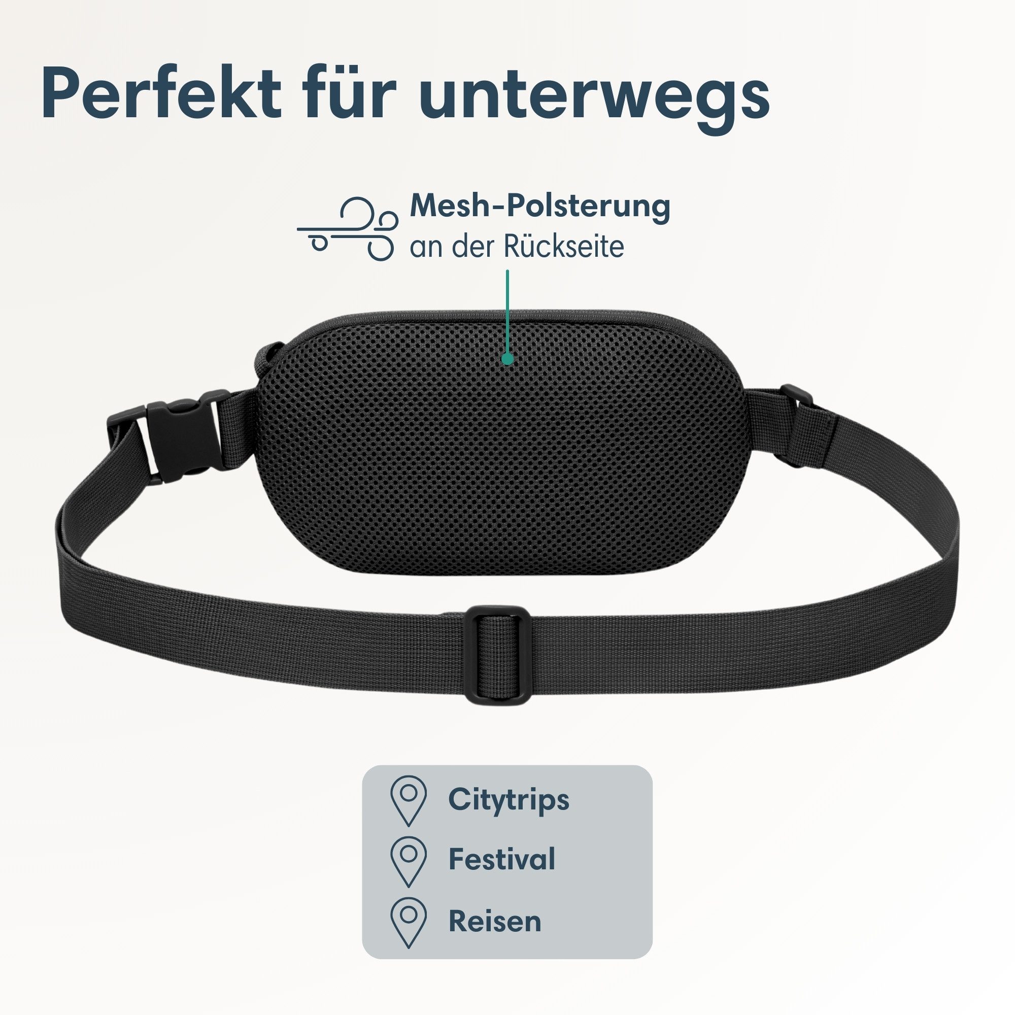 LARKSON Gürteltasche Helge Bauchtasche mit RFID-Blocker für Alltag & (1-tlg), Anti-Diebstahl-Loops über Reißverschluss, Wasserabweisend